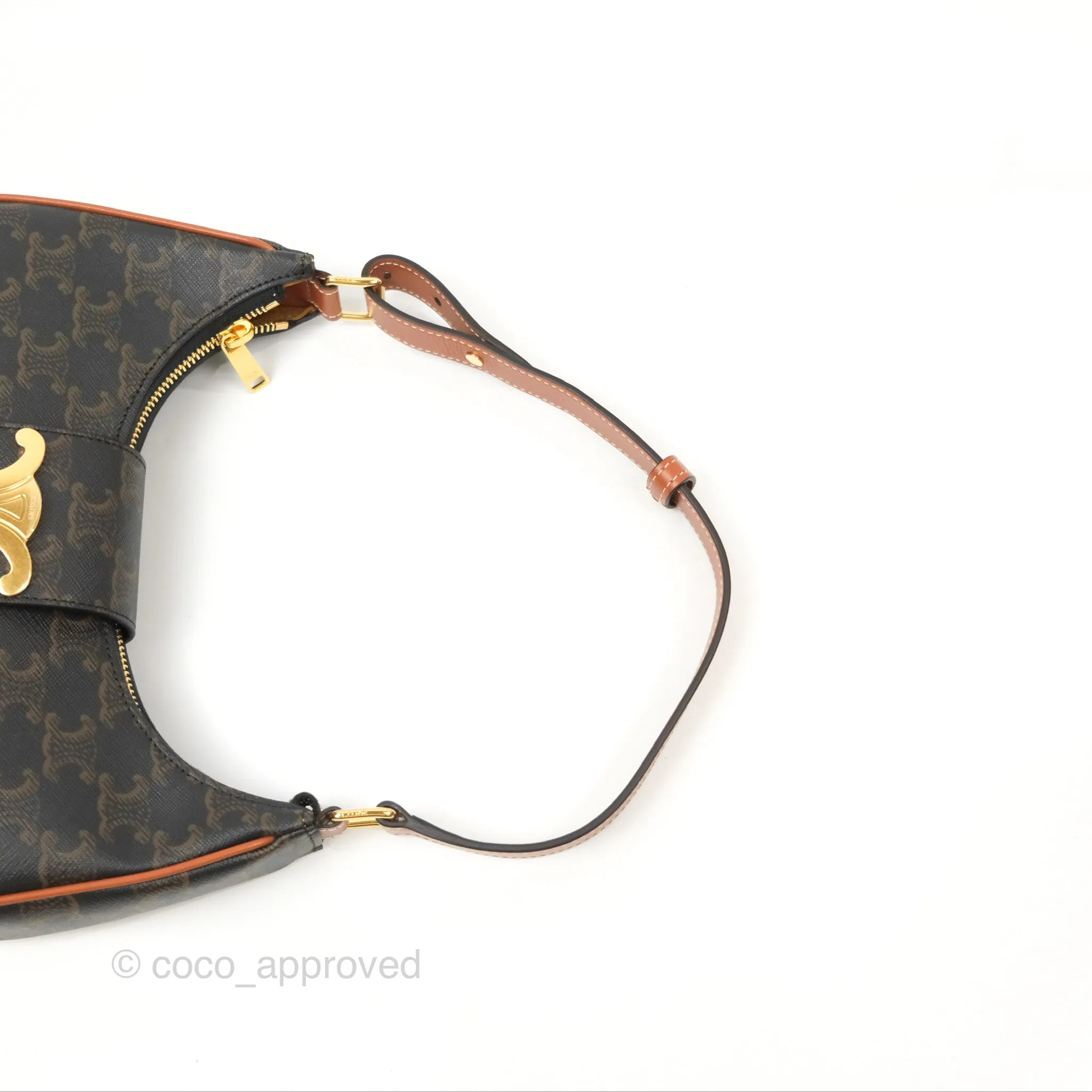 Celine Medium Ava Triomphe Bag Triomphe Canvas Tan Calfskin