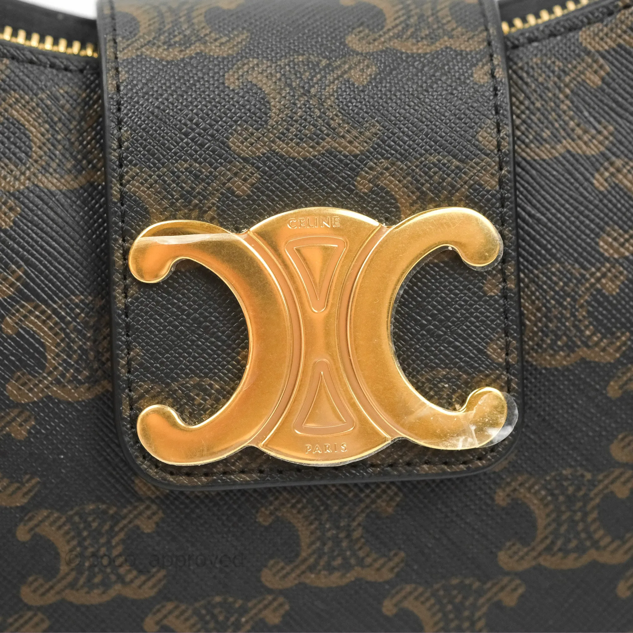 Celine Medium Ava Triomphe Bag Triomphe Canvas Tan Calfskin