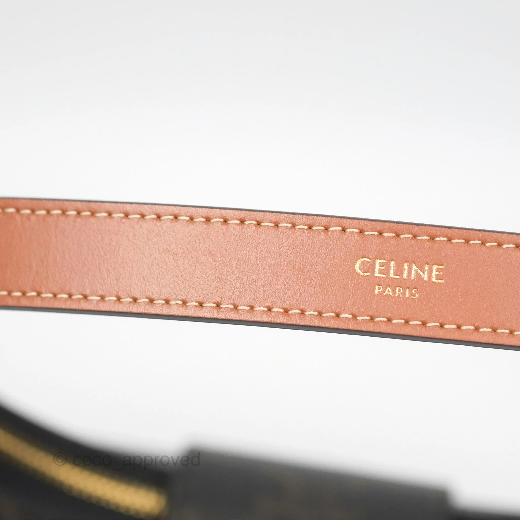 Celine Medium Ava Triomphe Bag Triomphe Canvas Tan Calfskin