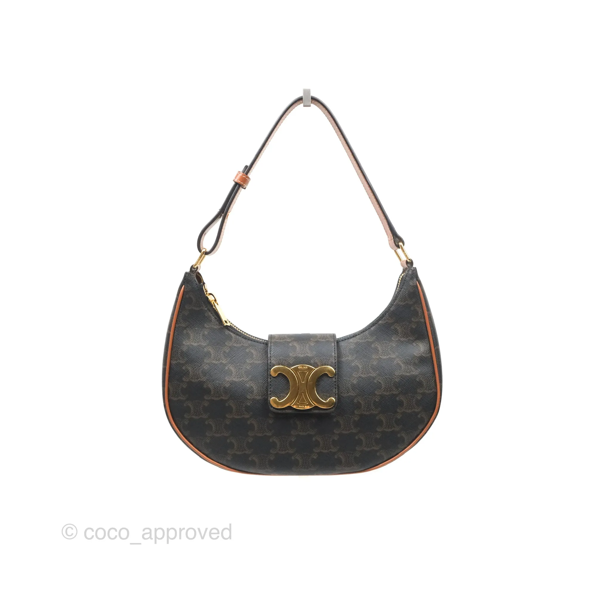 Celine Medium Ava Triomphe Bag Triomphe Canvas Tan Calfskin