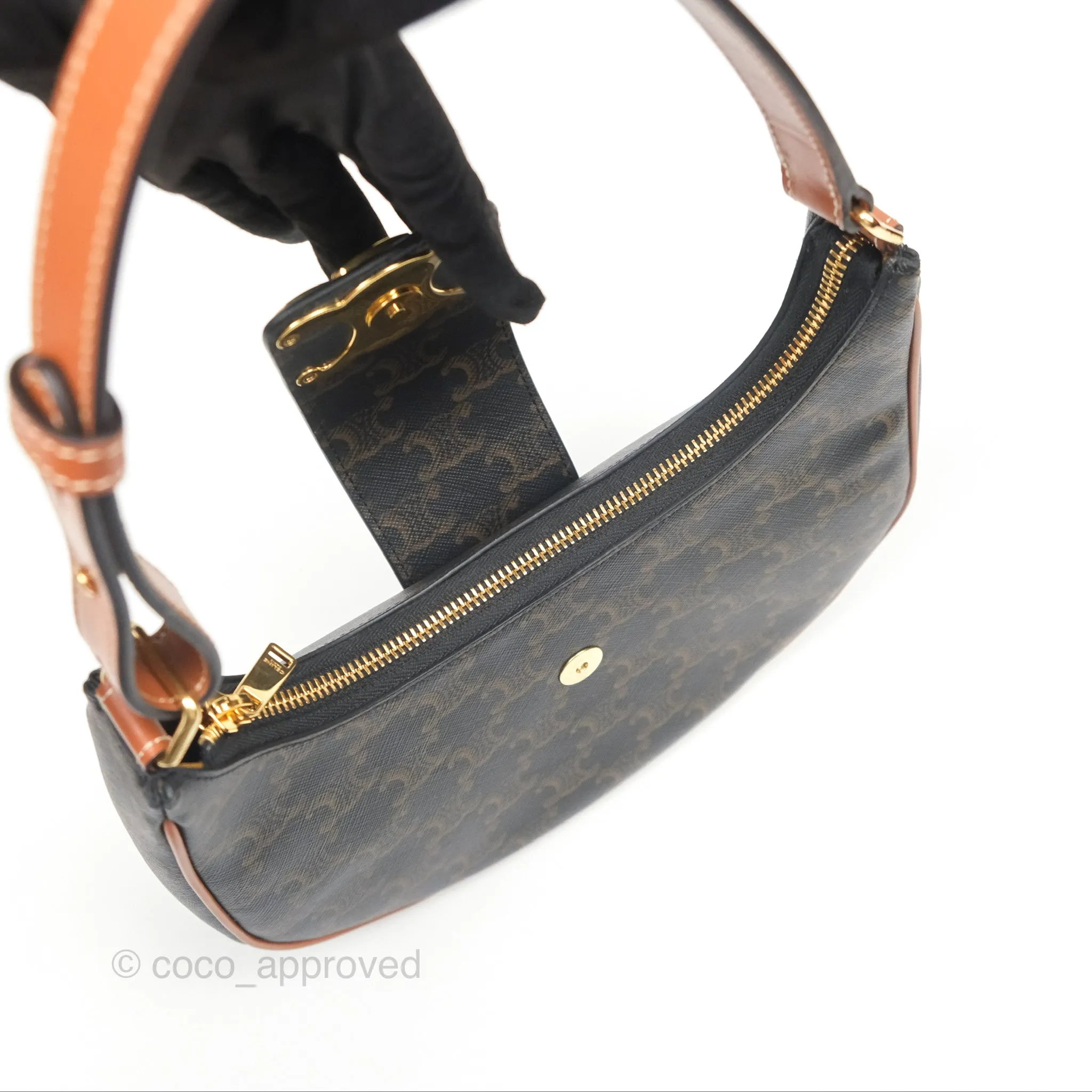 Celine Medium Ava Triomphe Bag Triomphe Canvas Tan Calfskin
