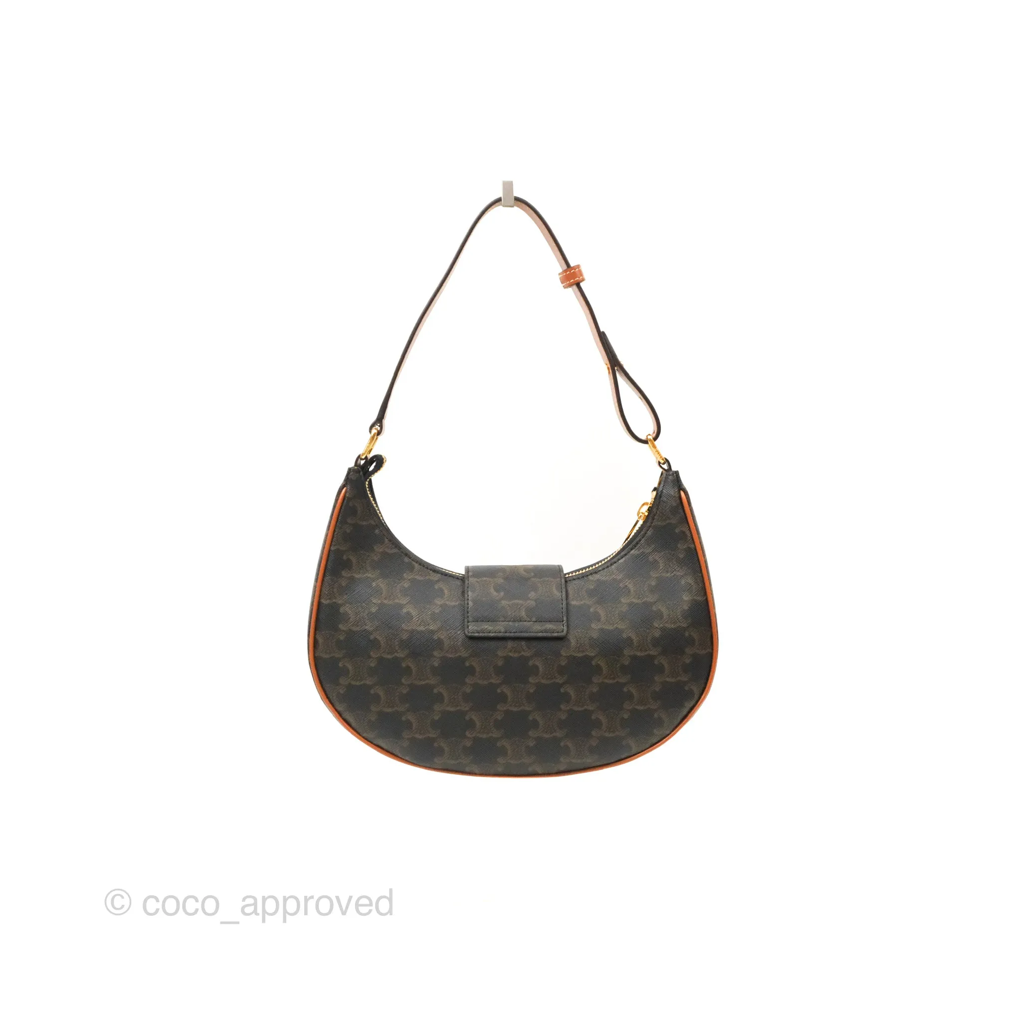 Celine Medium Ava Triomphe Bag Triomphe Canvas Tan Calfskin
