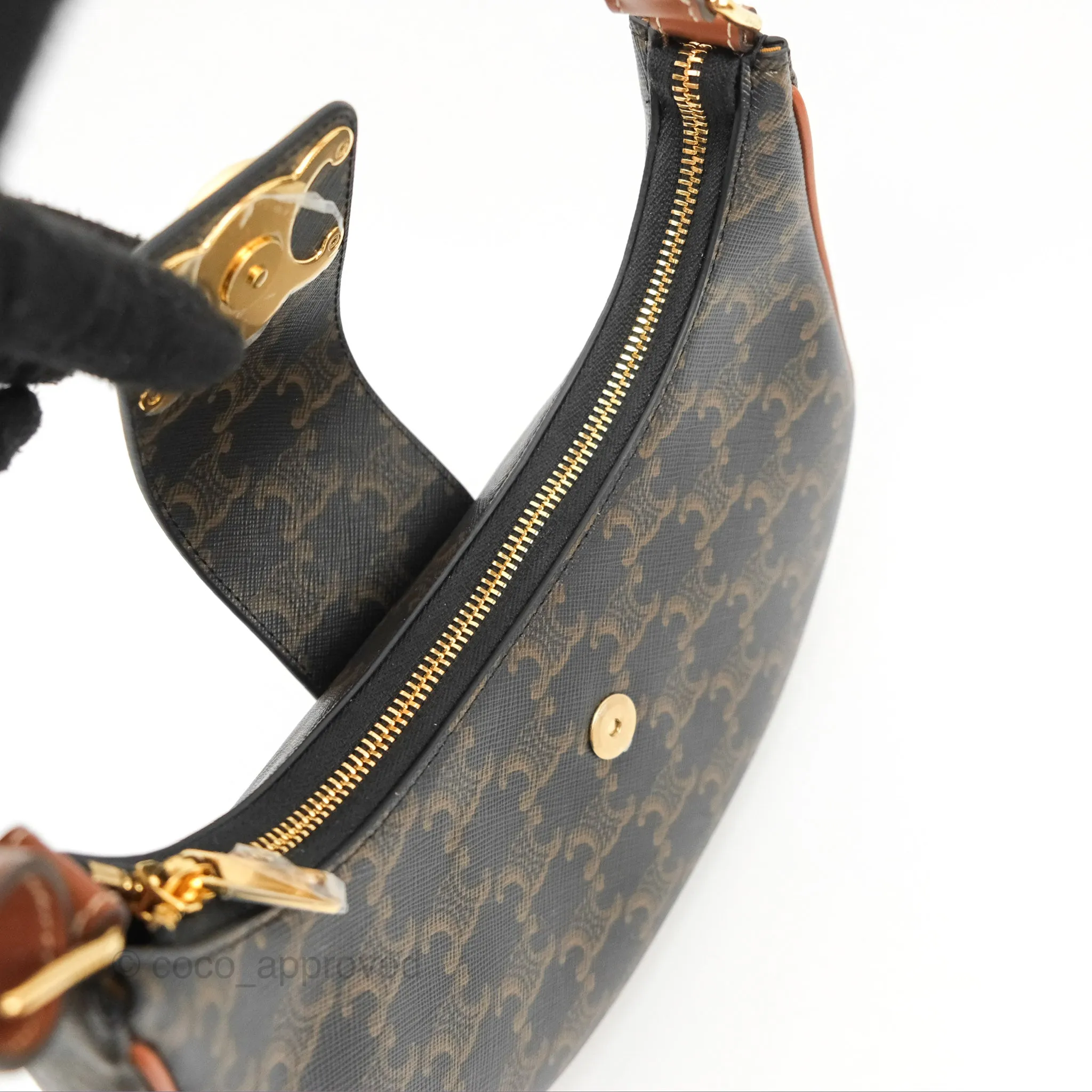 Celine Medium Ava Triomphe Bag Triomphe Canvas Tan Calfskin
