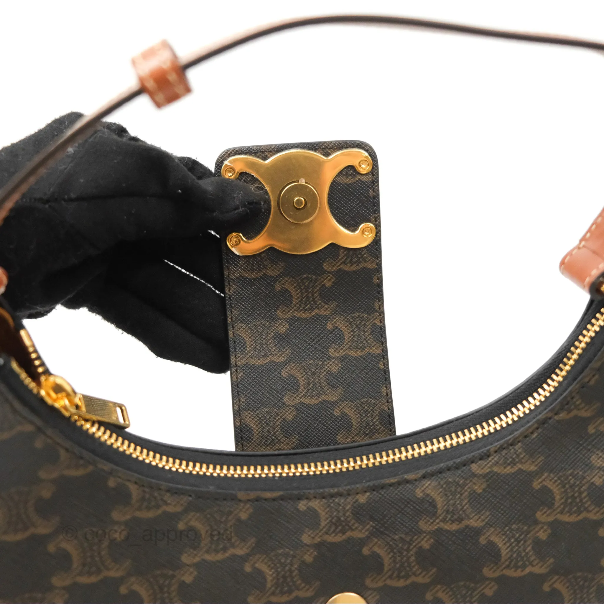 Celine Medium Ava Triomphe Bag Triomphe Canvas Tan Calfskin