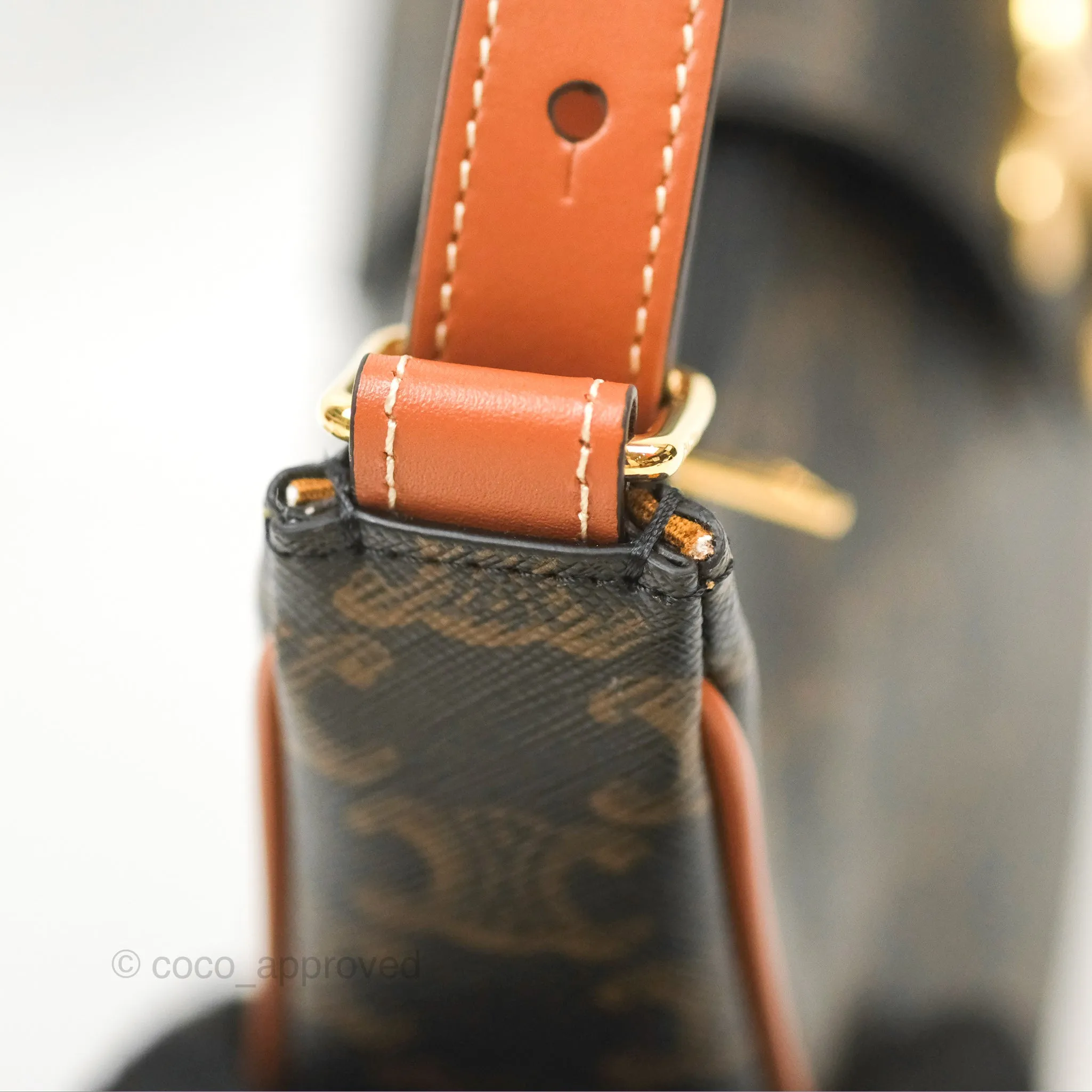 Celine Medium Ava Triomphe Bag Triomphe Canvas Tan Calfskin