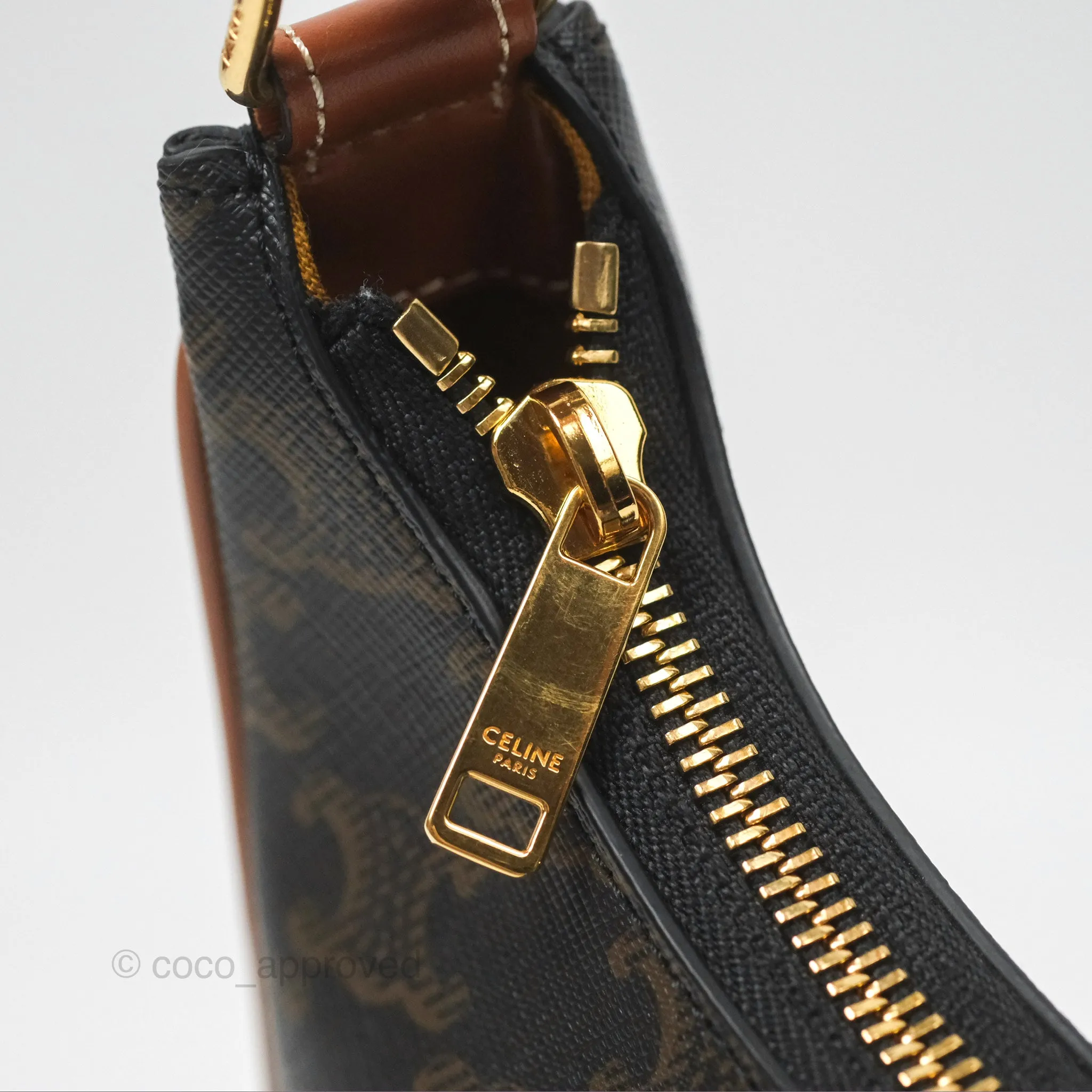 Celine Medium Ava Triomphe Bag Triomphe Canvas Tan Calfskin