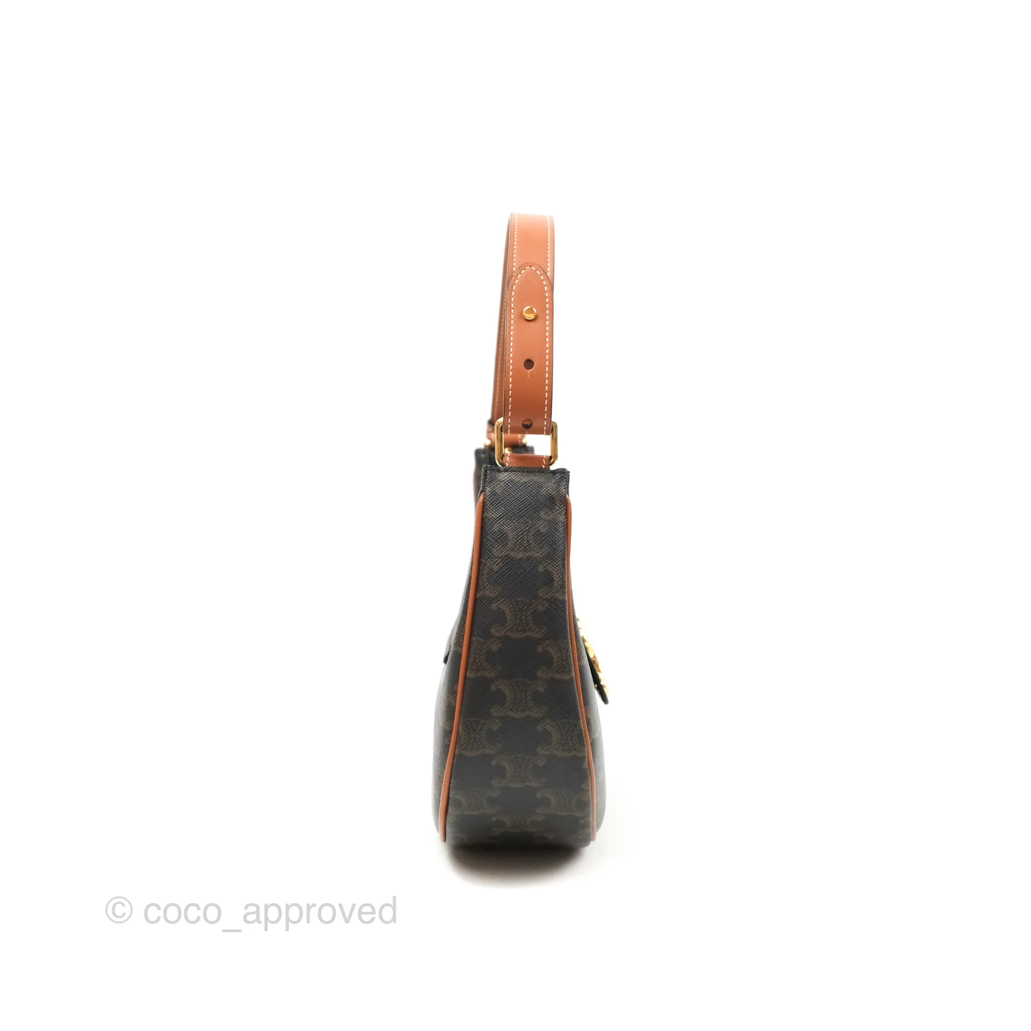 Celine Medium Ava Triomphe Bag Triomphe Canvas Tan Calfskin