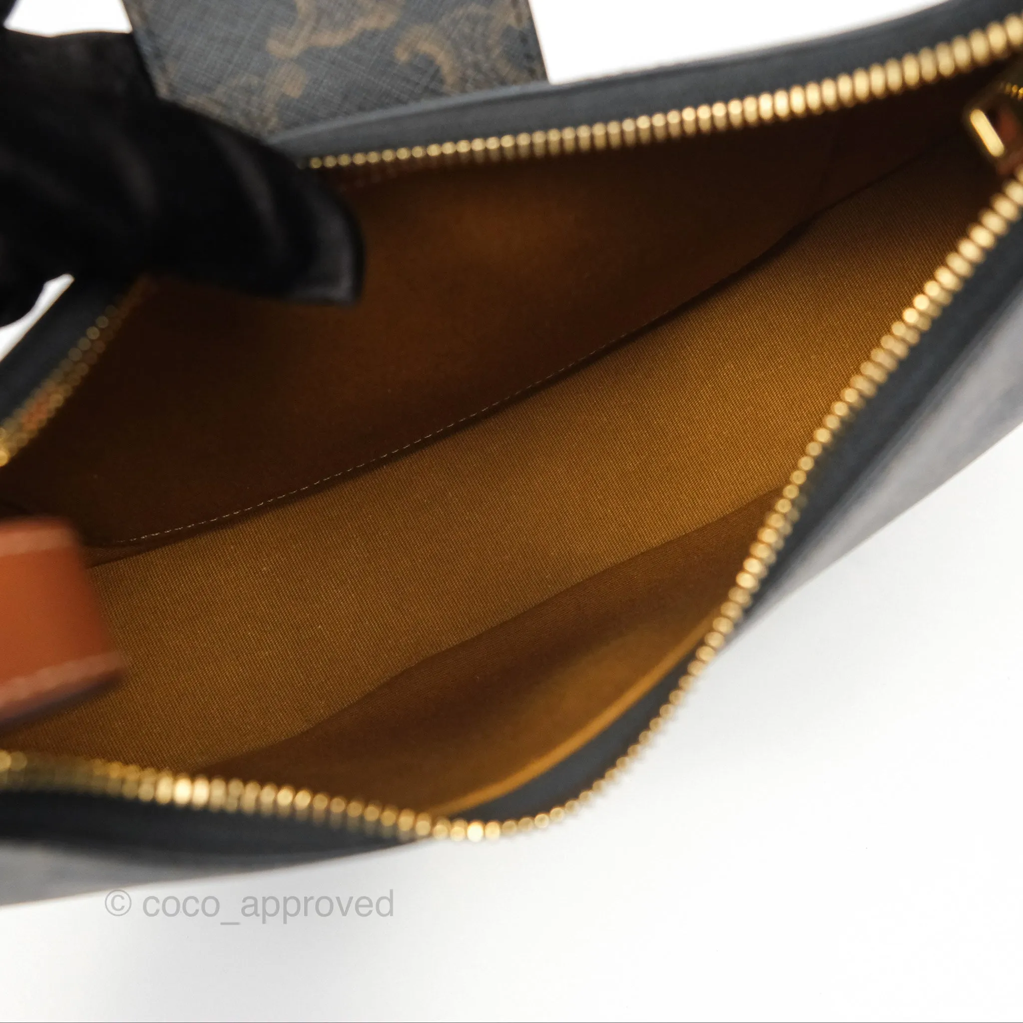 Celine Medium Ava Triomphe Bag Triomphe Canvas Tan Calfskin