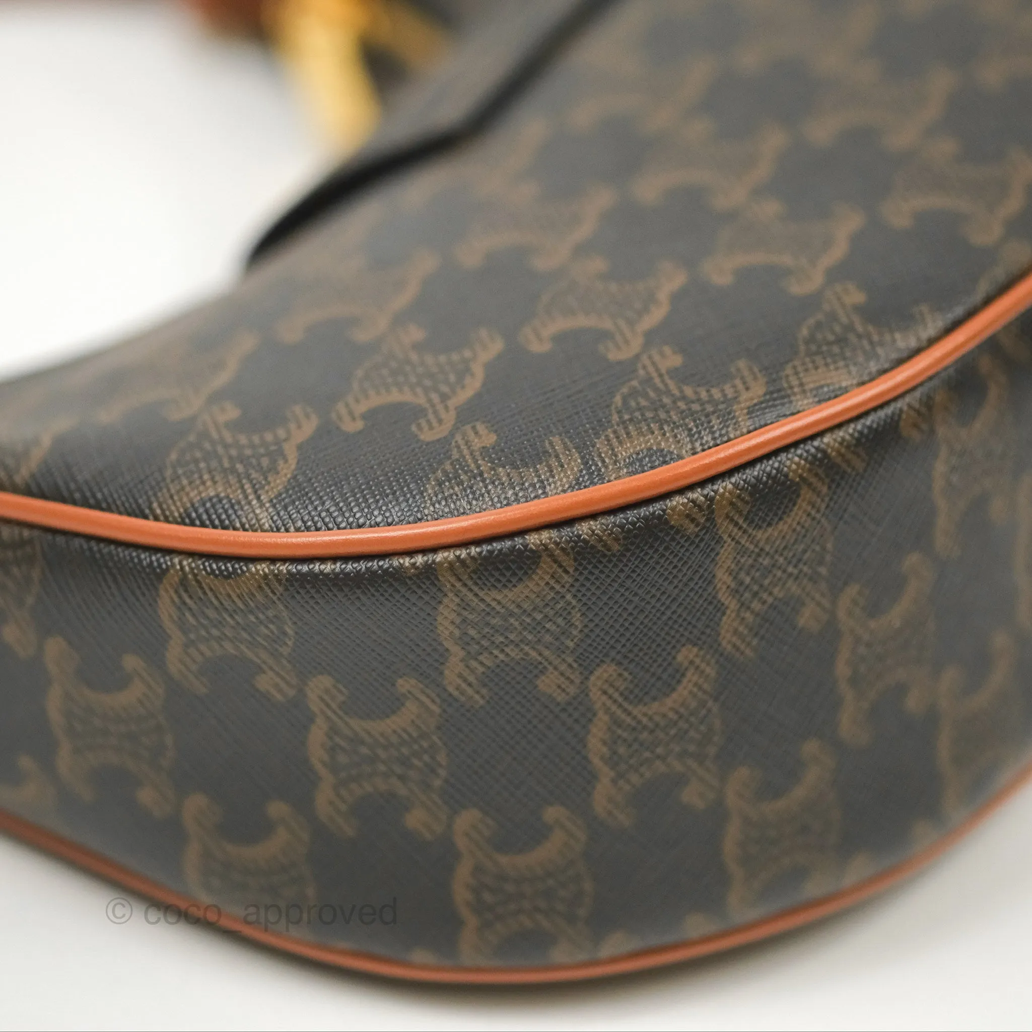 Celine Medium Ava Triomphe Bag Triomphe Canvas Tan Calfskin