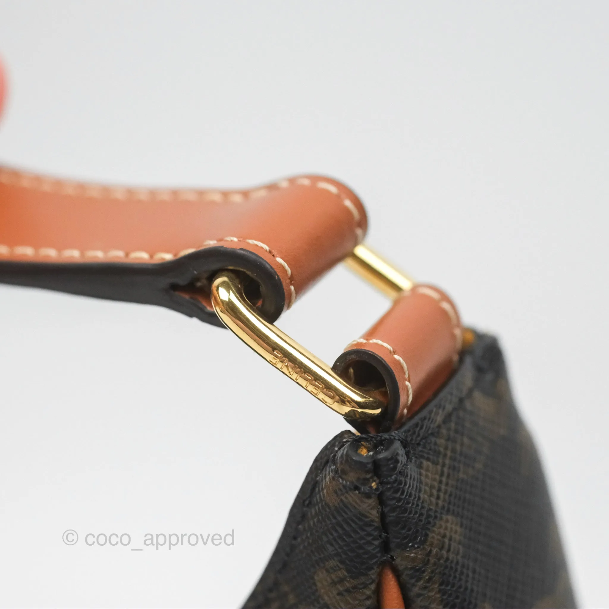 Celine Medium Ava Triomphe Bag Triomphe Canvas Tan Calfskin