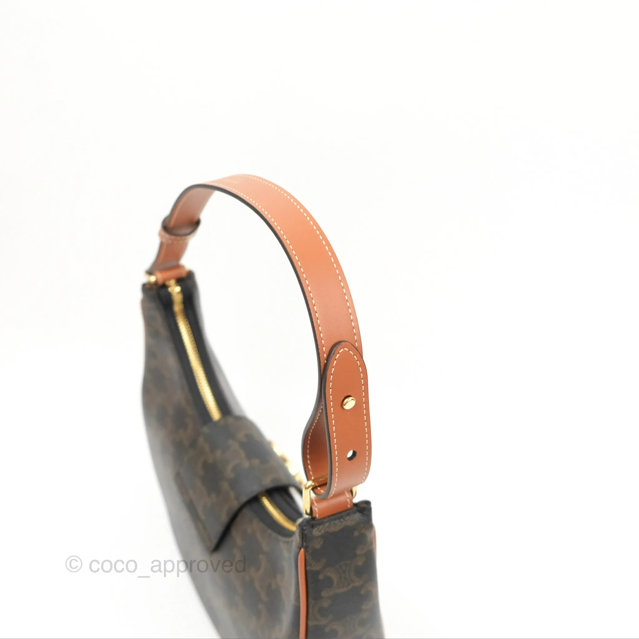 Celine Medium Ava Triomphe Bag Triomphe Canvas Tan Calfskin