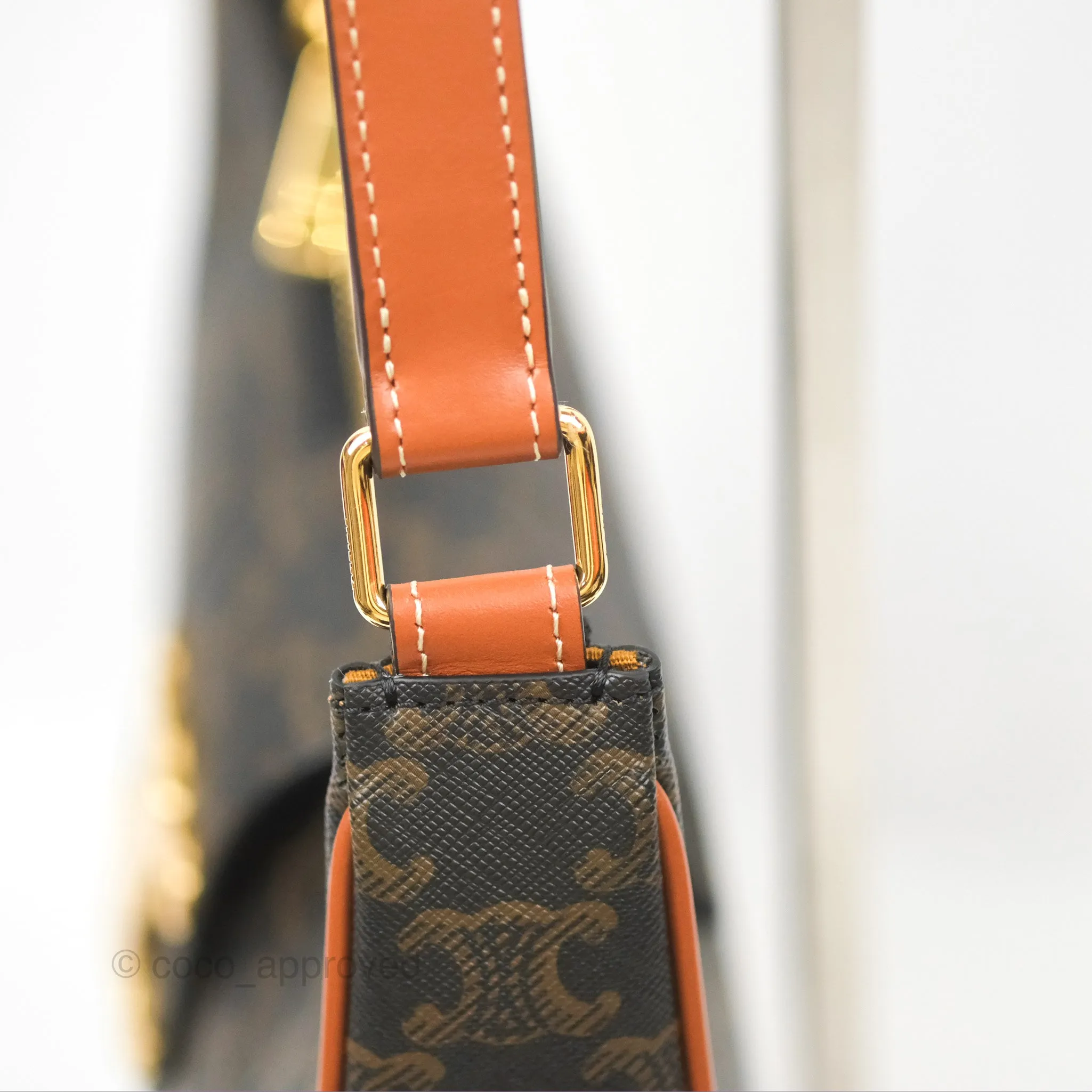 Celine Medium Ava Triomphe Bag Triomphe Canvas Tan Calfskin