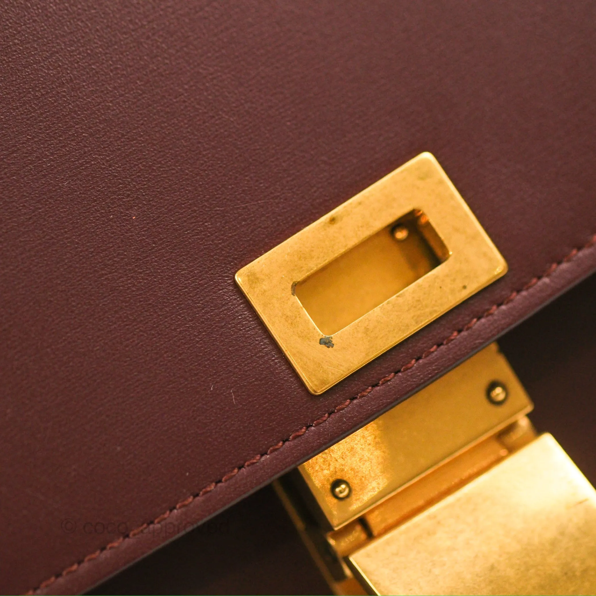 Celine Medium Classic Box Flap Burgundy Calfskin