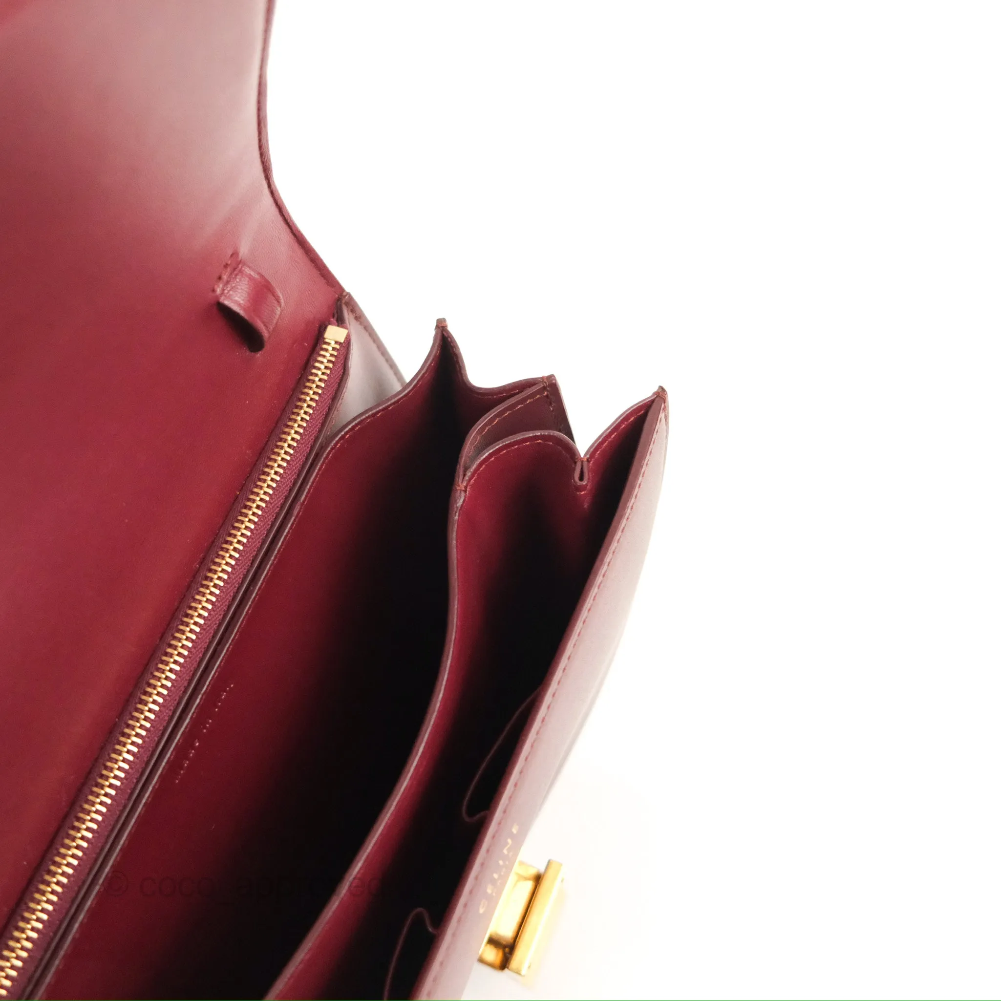 Celine Medium Classic Box Flap Burgundy Calfskin