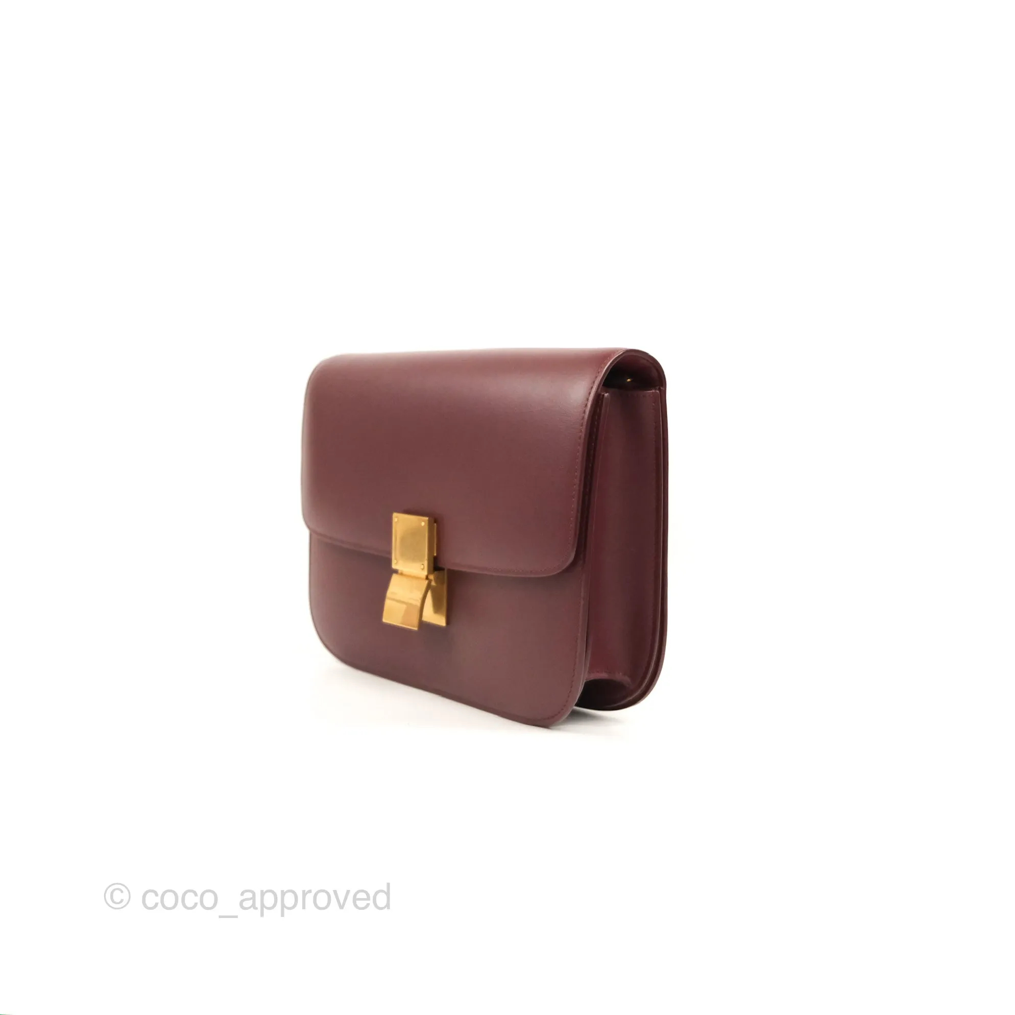 Celine Medium Classic Box Flap Burgundy Calfskin