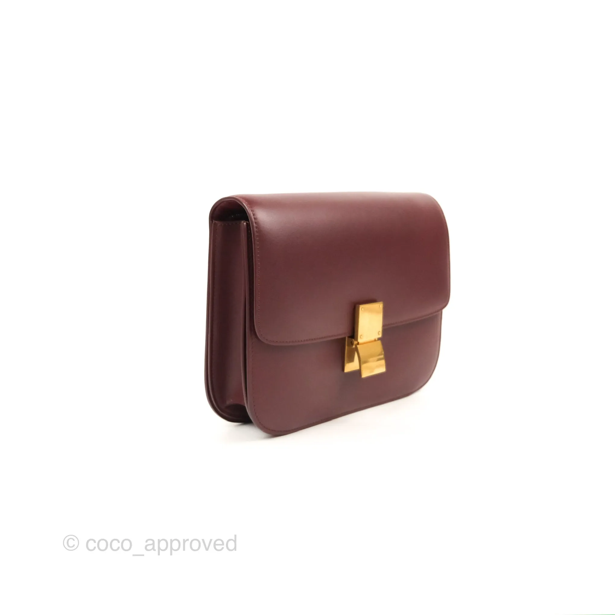 Celine Medium Classic Box Flap Burgundy Calfskin