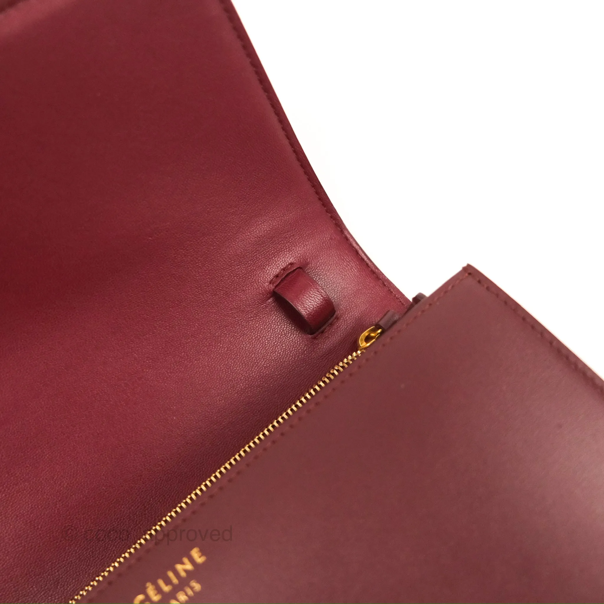 Celine Medium Classic Box Flap Burgundy Calfskin