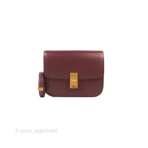Celine Medium Classic Box Flap Burgundy Calfskin