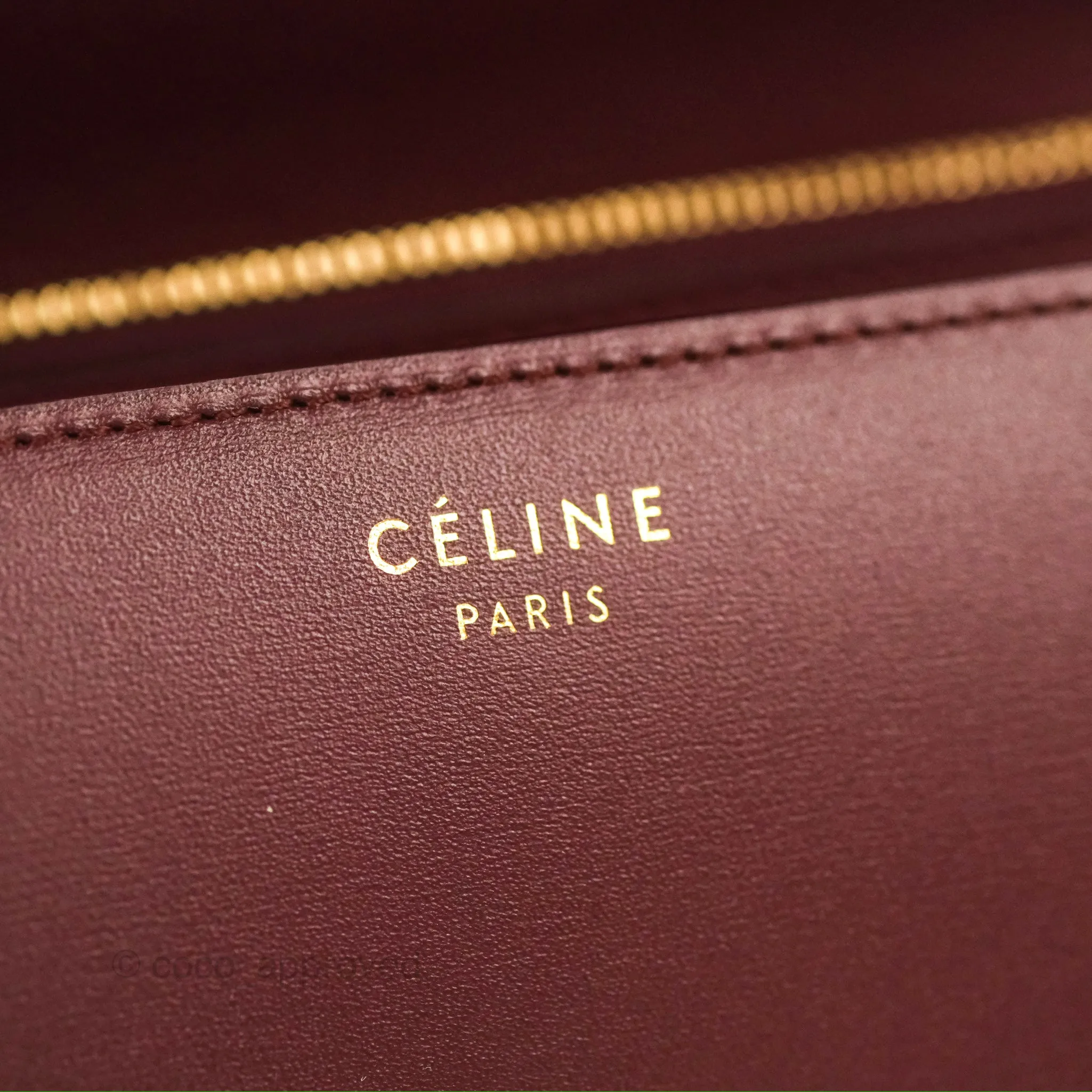 Celine Medium Classic Box Flap Burgundy Calfskin