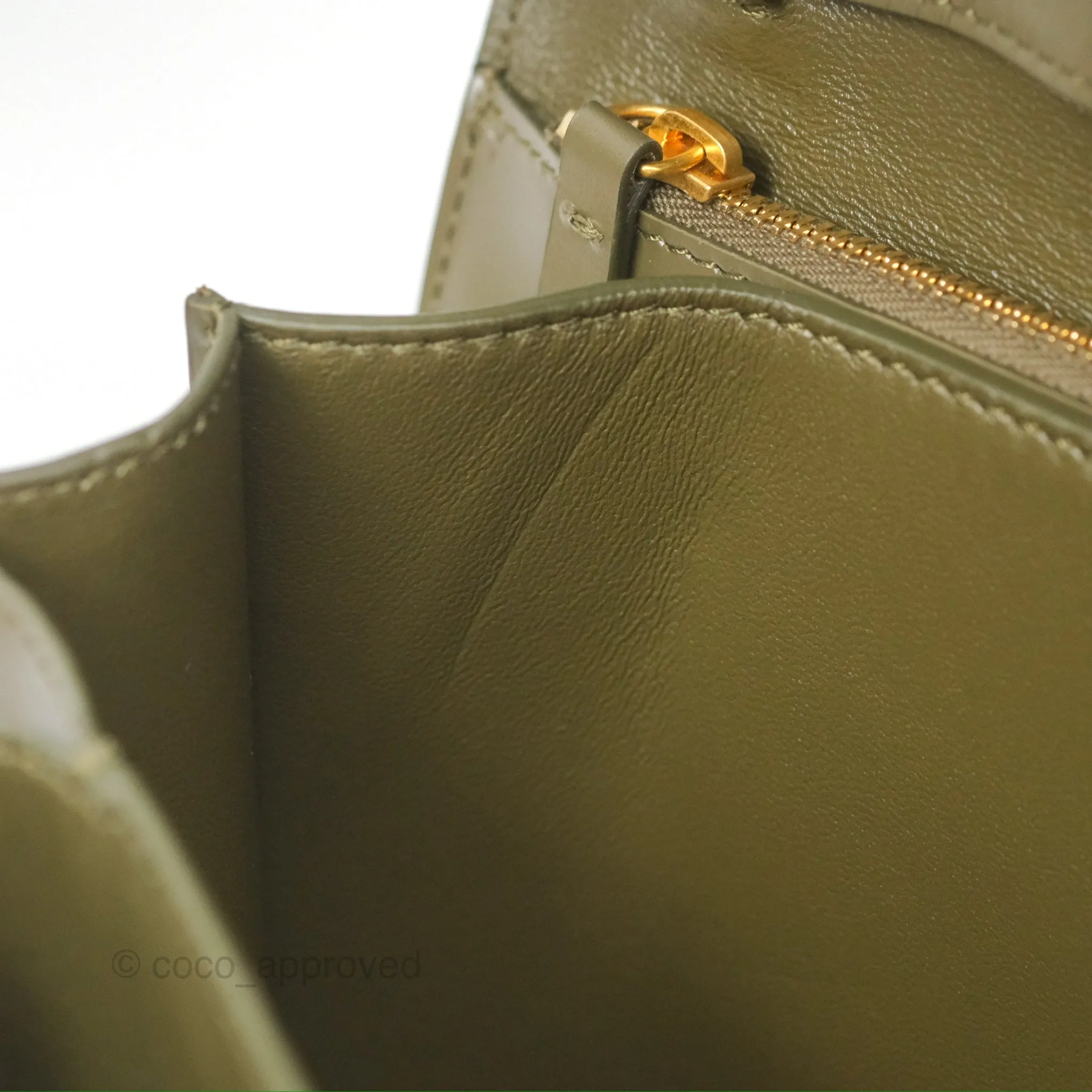 Celine Medium Classic Box Flap Dark Olive Green Box Calfskin Gold Hardware
