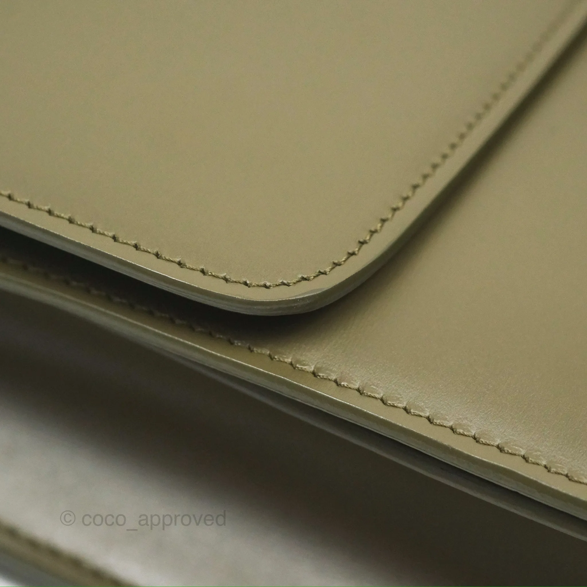 Celine Medium Classic Box Flap Dark Olive Green Box Calfskin Gold Hardware