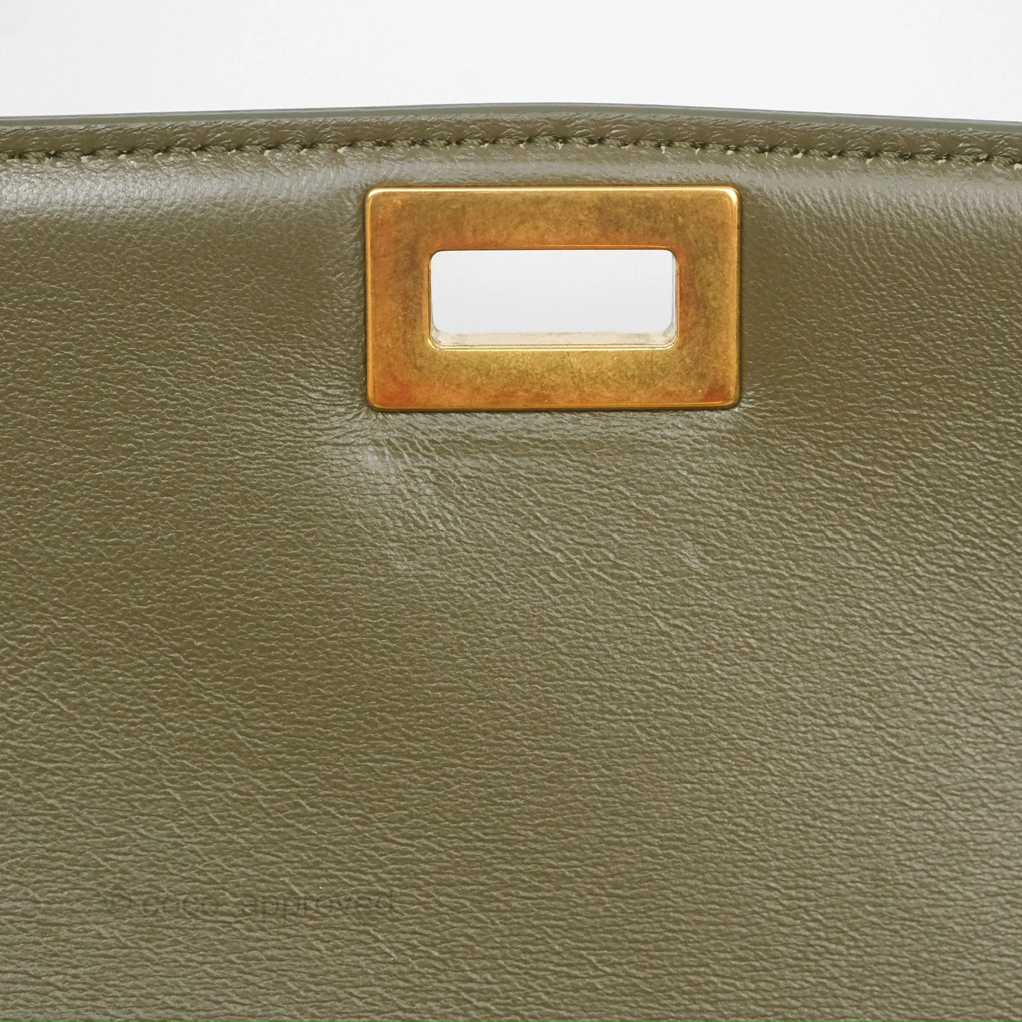Celine Medium Classic Box Flap Dark Olive Green Box Calfskin Gold Hardware