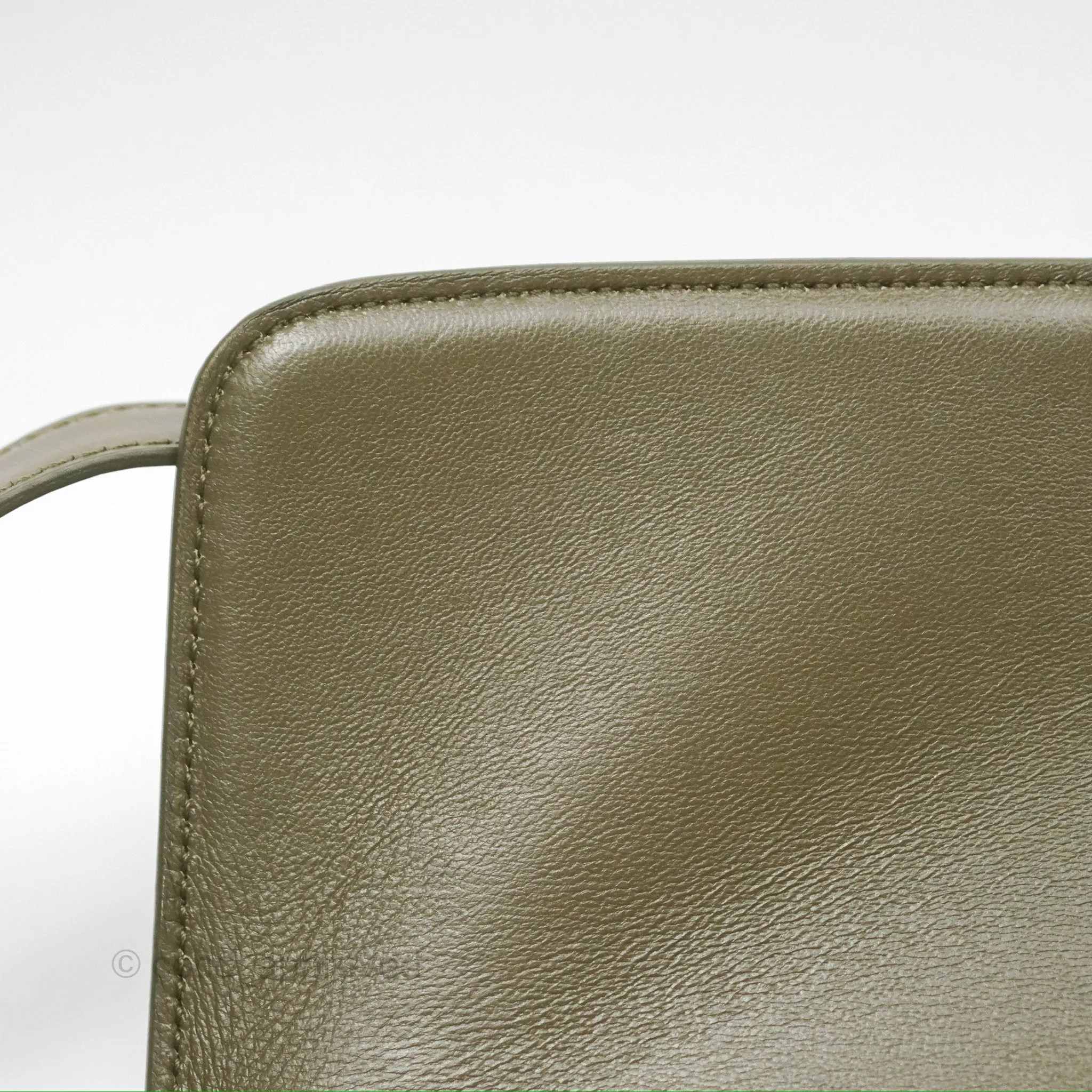 Celine Medium Classic Box Flap Dark Olive Green Box Calfskin Gold Hardware