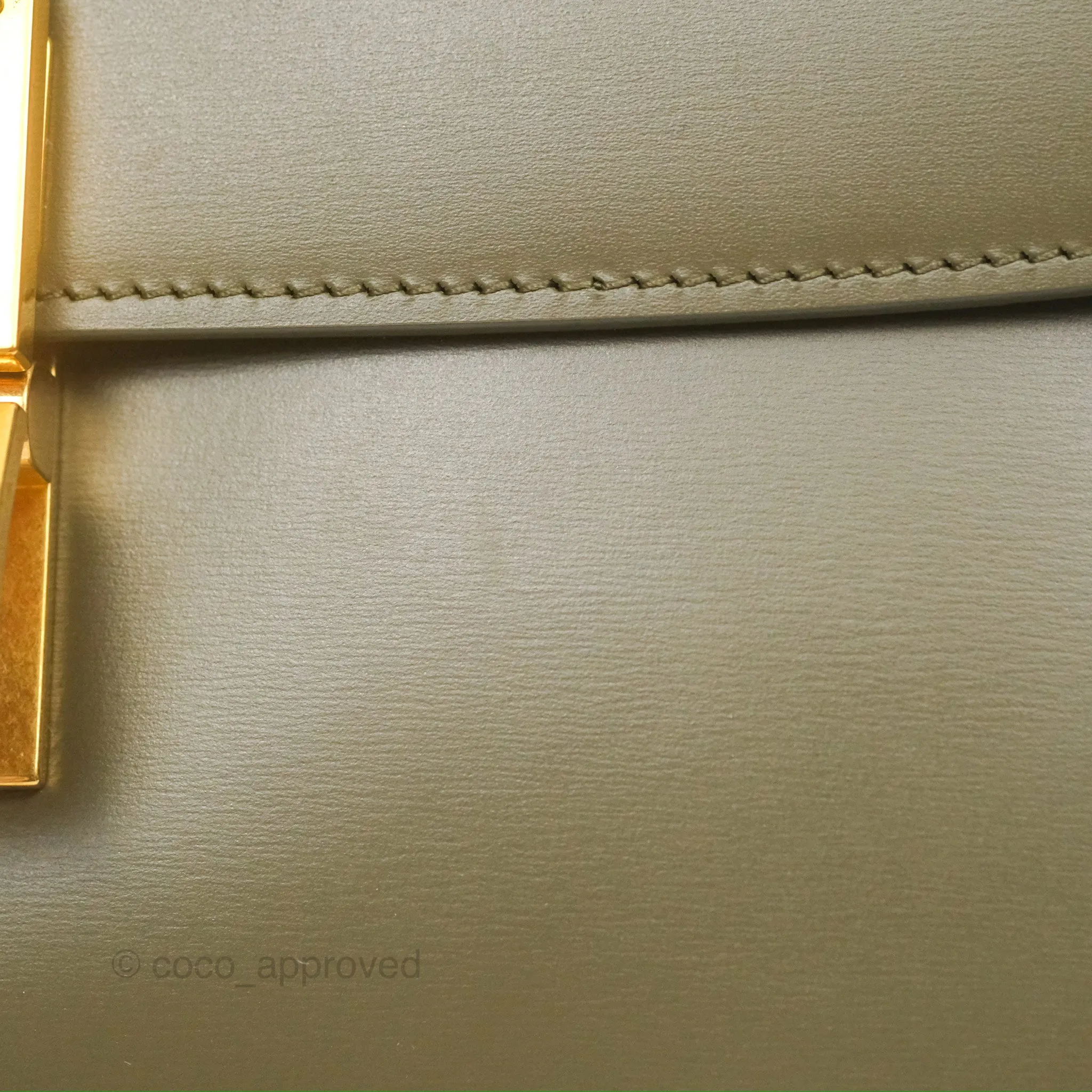 Celine Medium Classic Box Flap Dark Olive Green Box Calfskin Gold Hardware