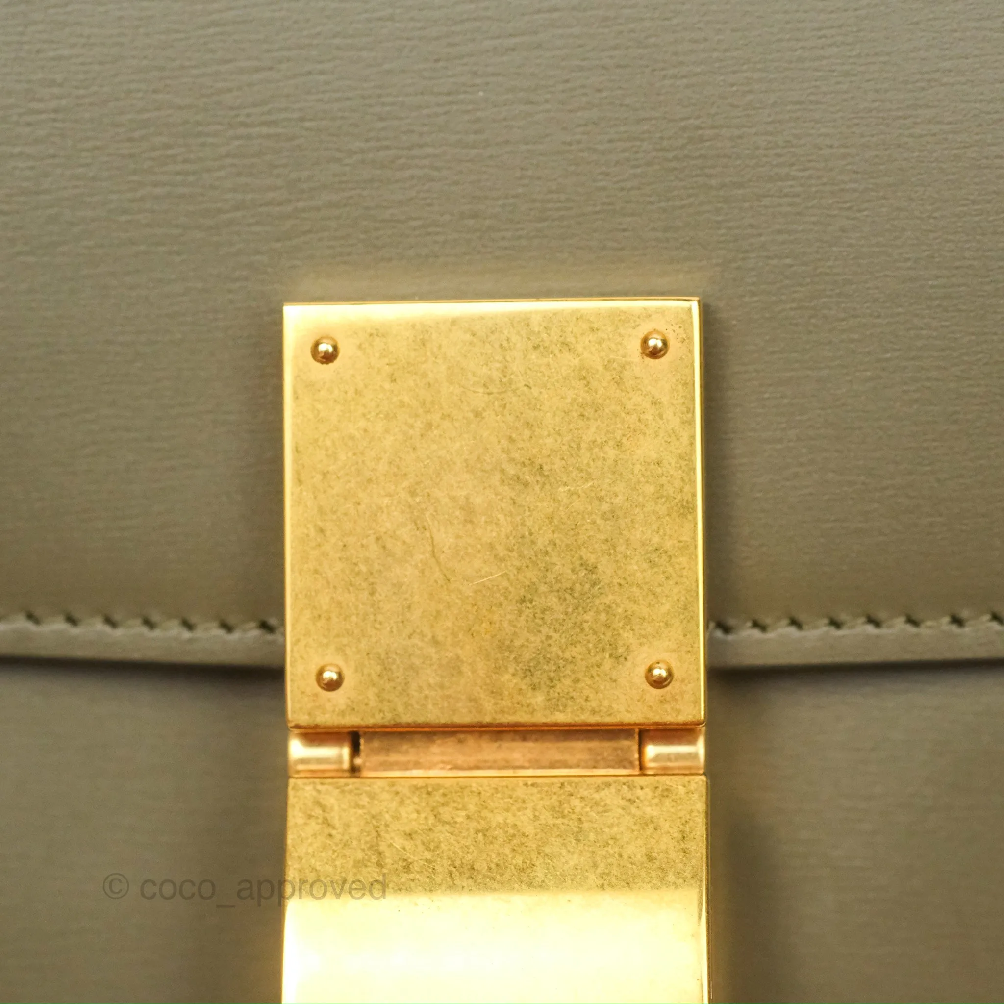 Celine Medium Classic Box Flap Dark Olive Green Box Calfskin Gold Hardware
