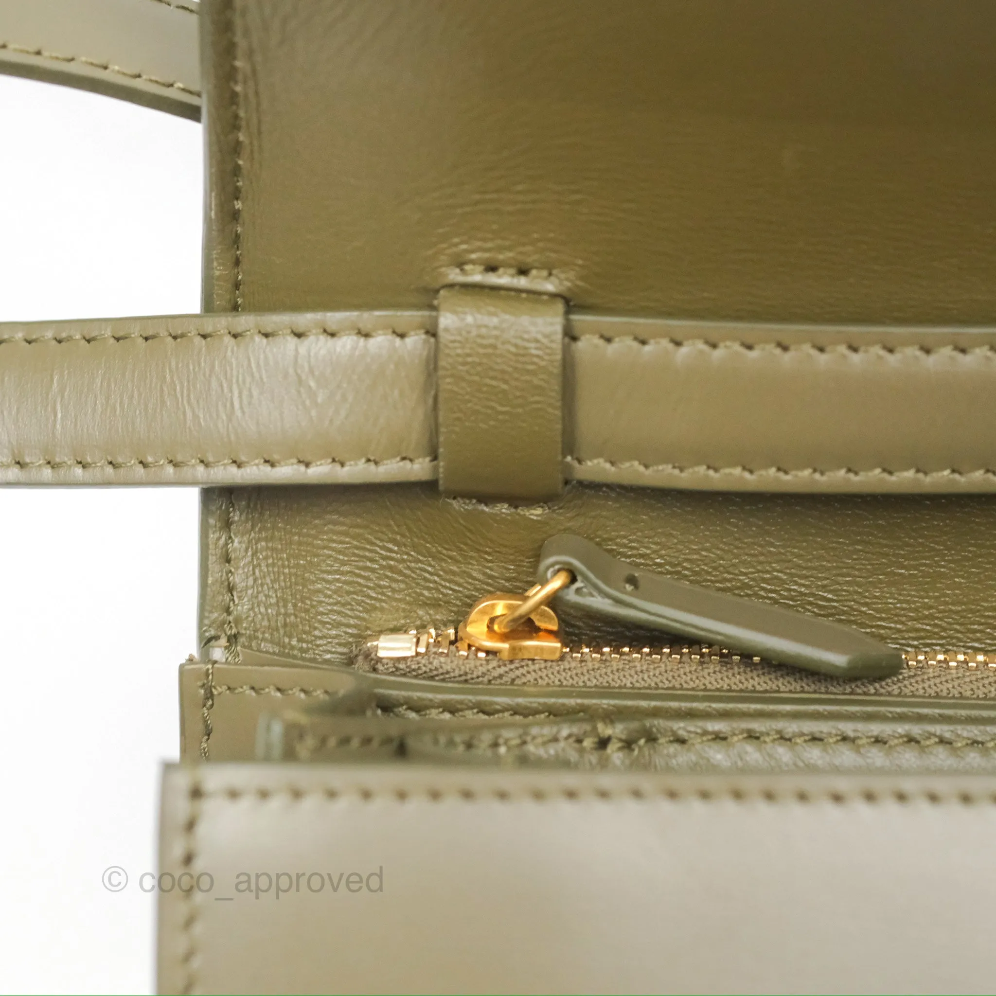 Celine Medium Classic Box Flap Dark Olive Green Box Calfskin Gold Hardware
