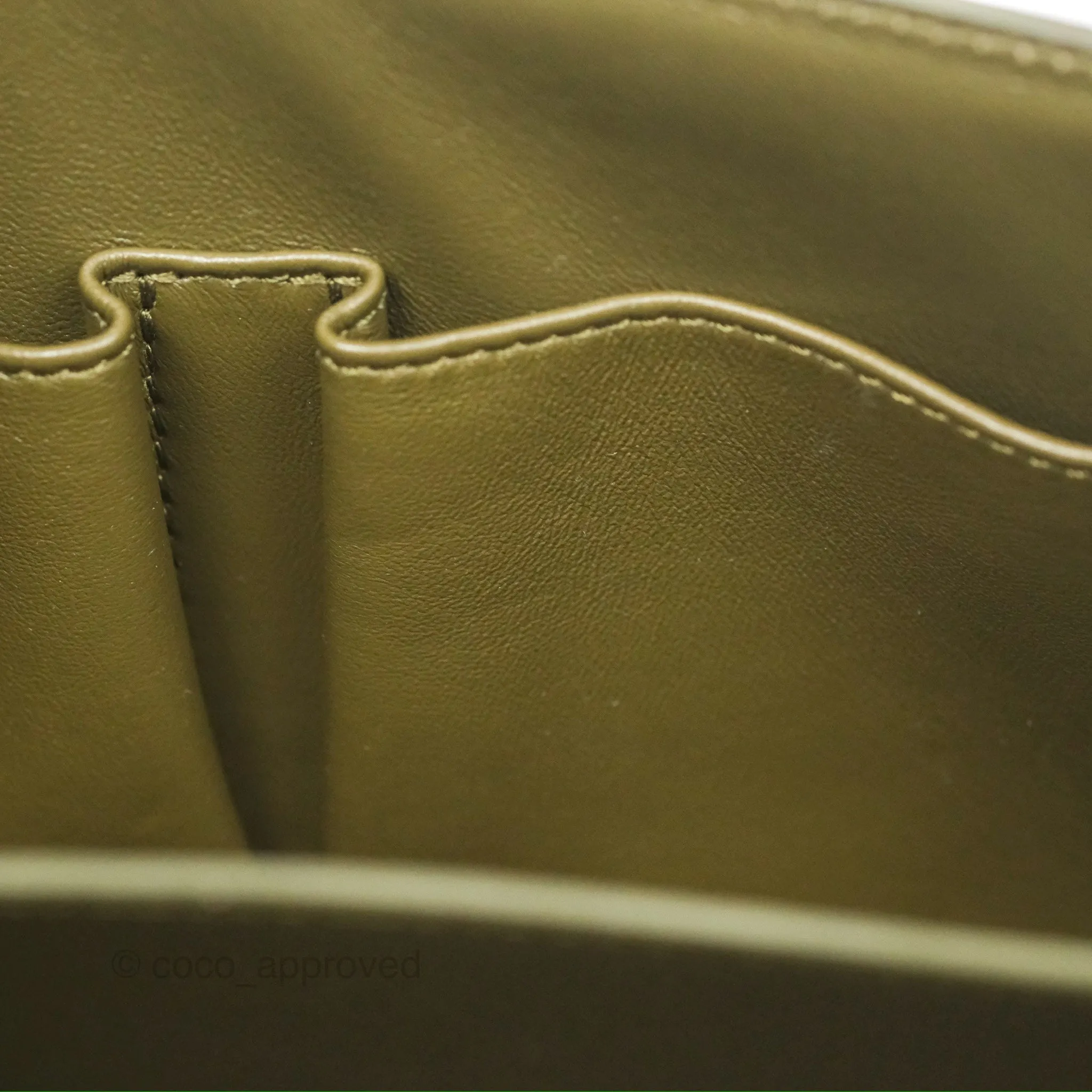 Celine Medium Classic Box Flap Dark Olive Green Box Calfskin Gold Hardware