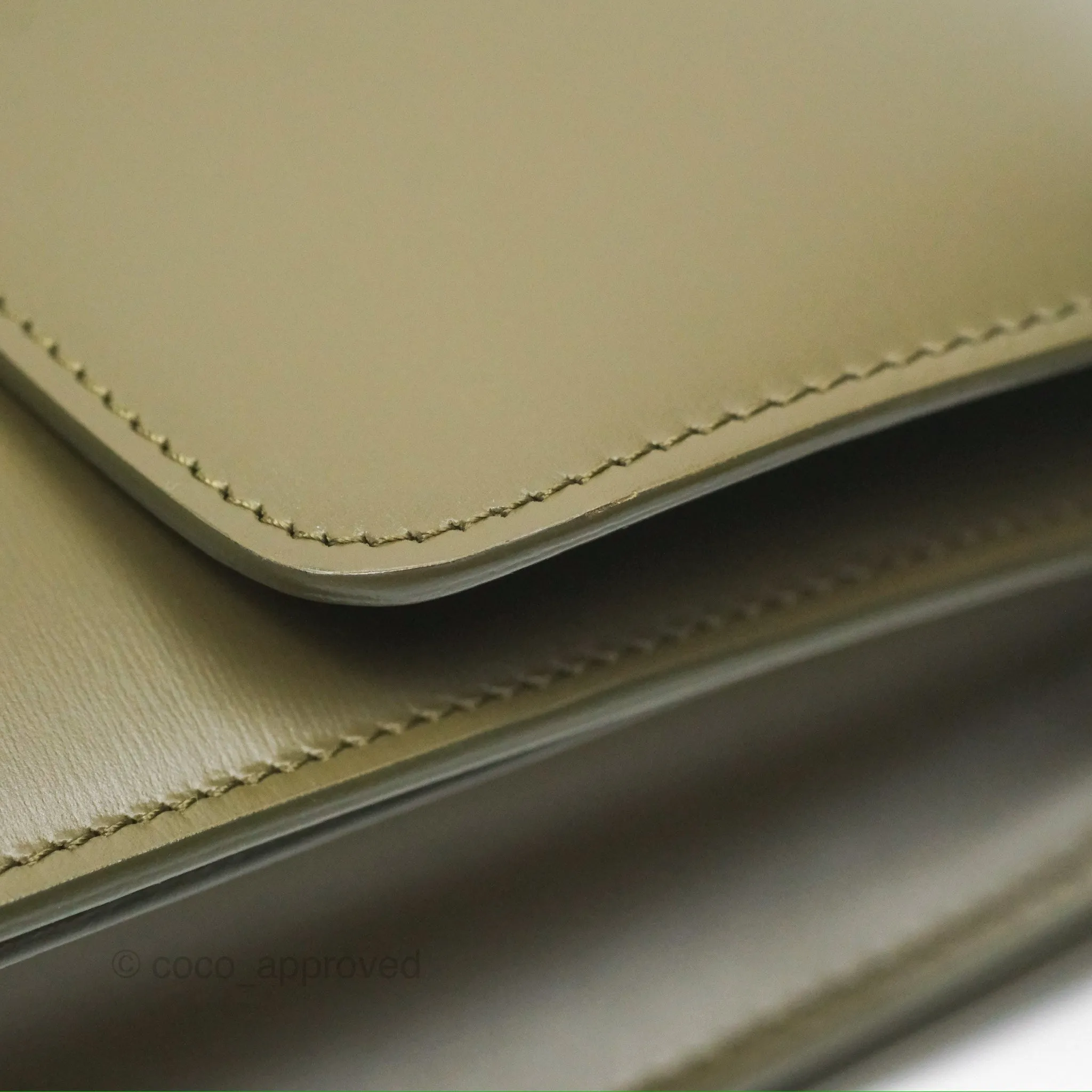 Celine Medium Classic Box Flap Dark Olive Green Box Calfskin Gold Hardware