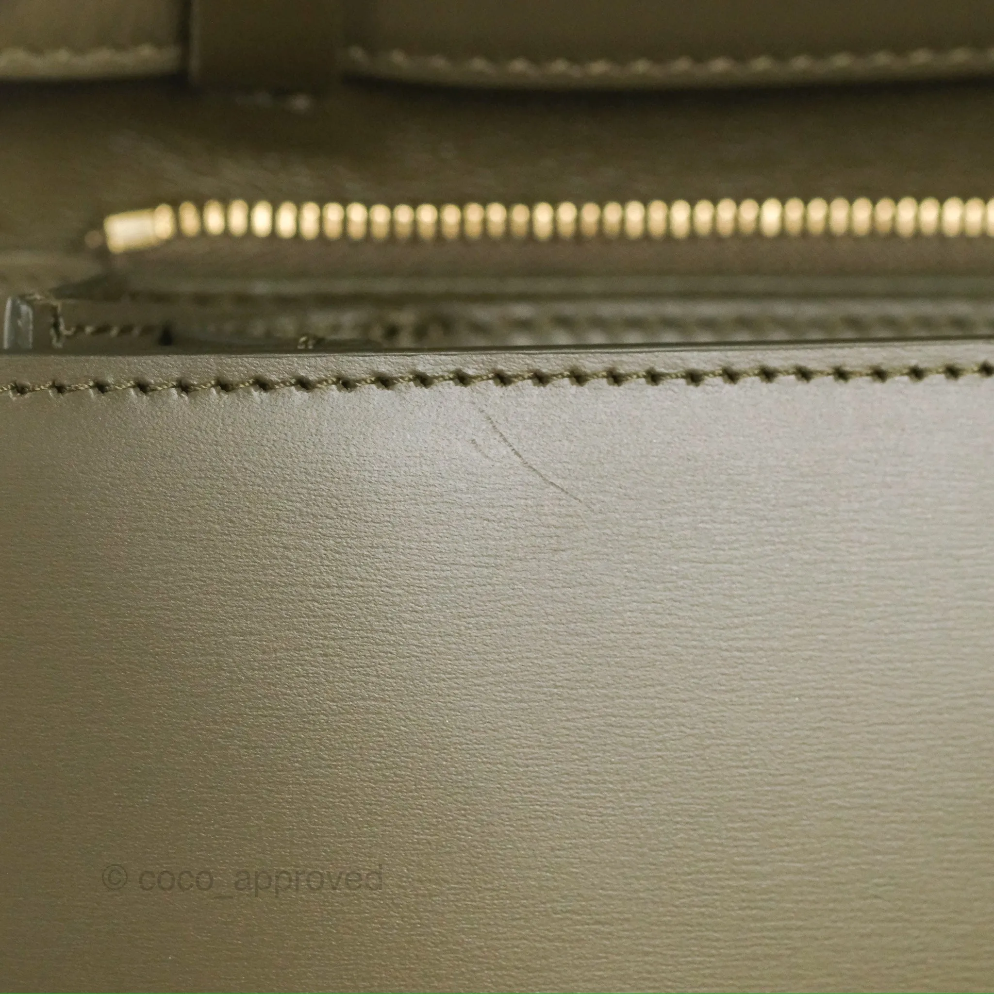Celine Medium Classic Box Flap Dark Olive Green Box Calfskin Gold Hardware