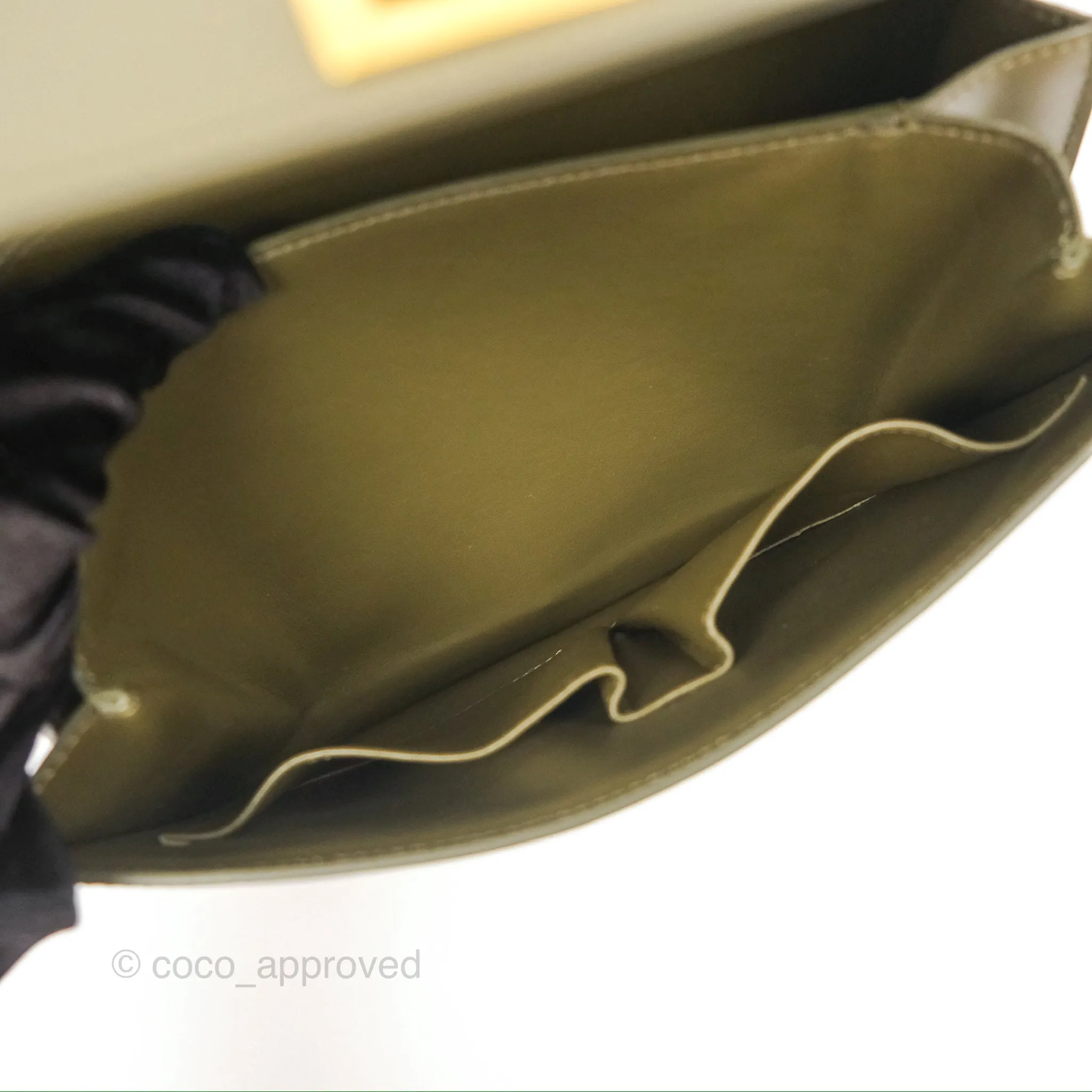 Celine Medium Classic Box Flap Dark Olive Green Box Calfskin Gold Hardware