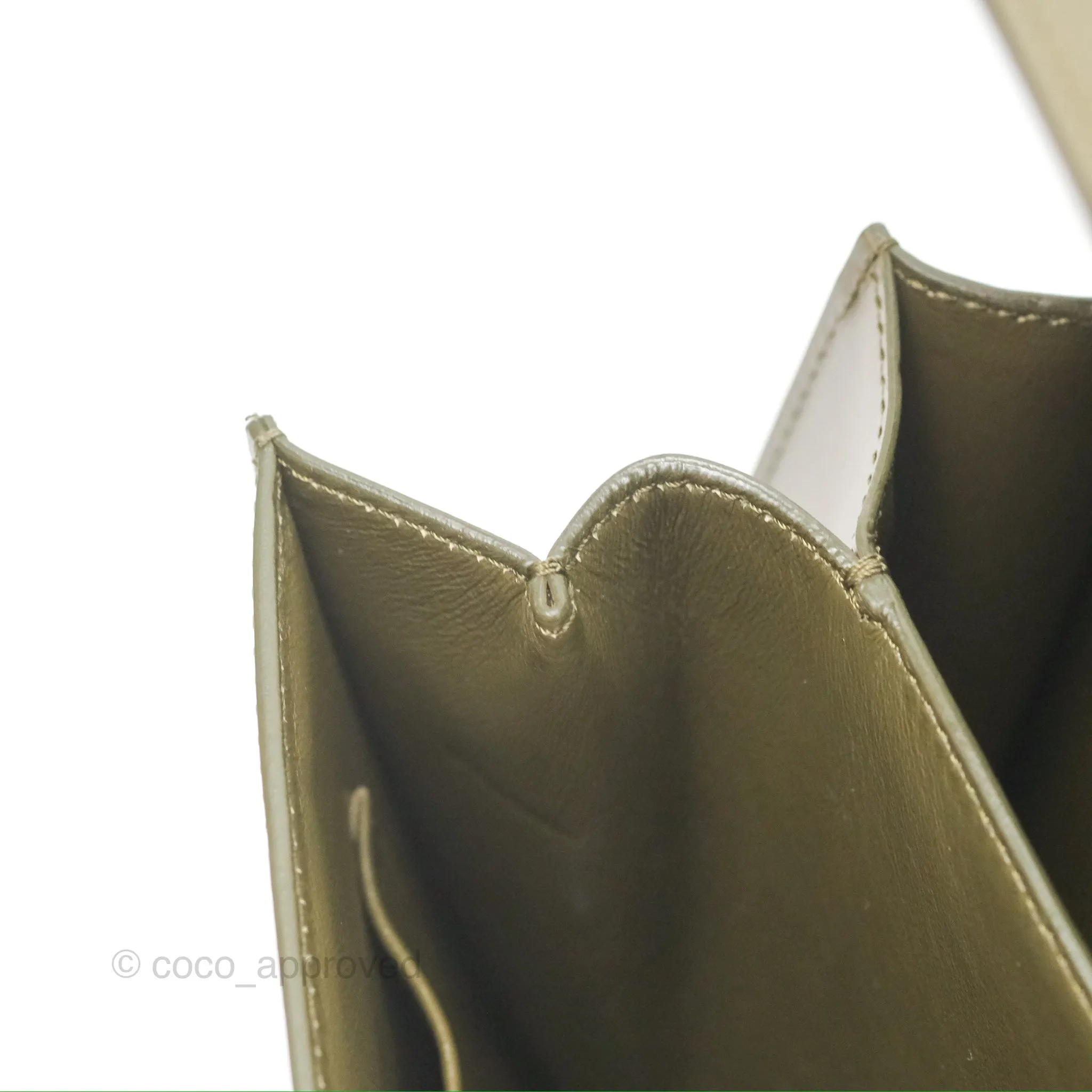 Celine Medium Classic Box Flap Dark Olive Green Box Calfskin Gold Hardware