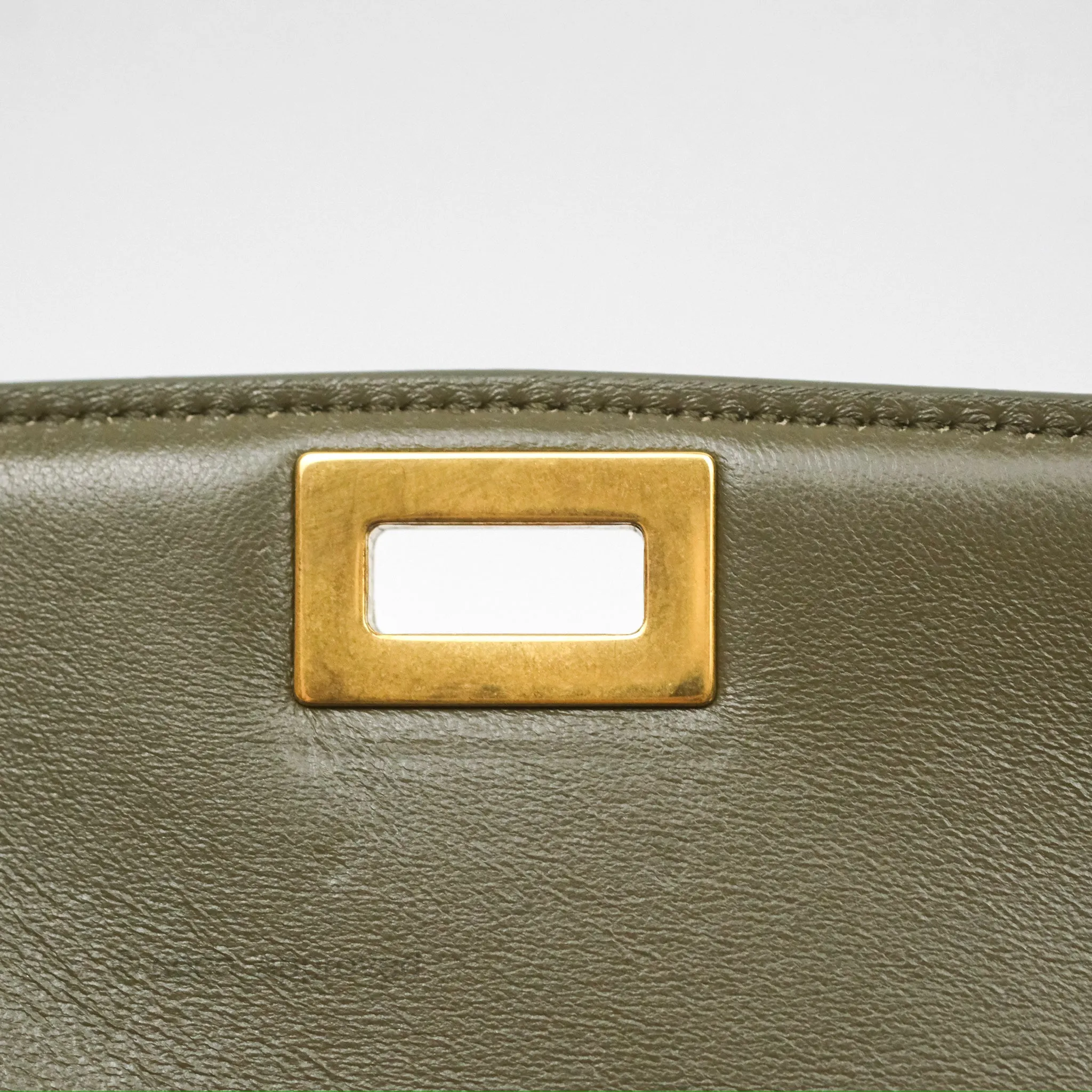 Celine Medium Classic Box Flap Dark Olive Green Box Calfskin Gold Hardware
