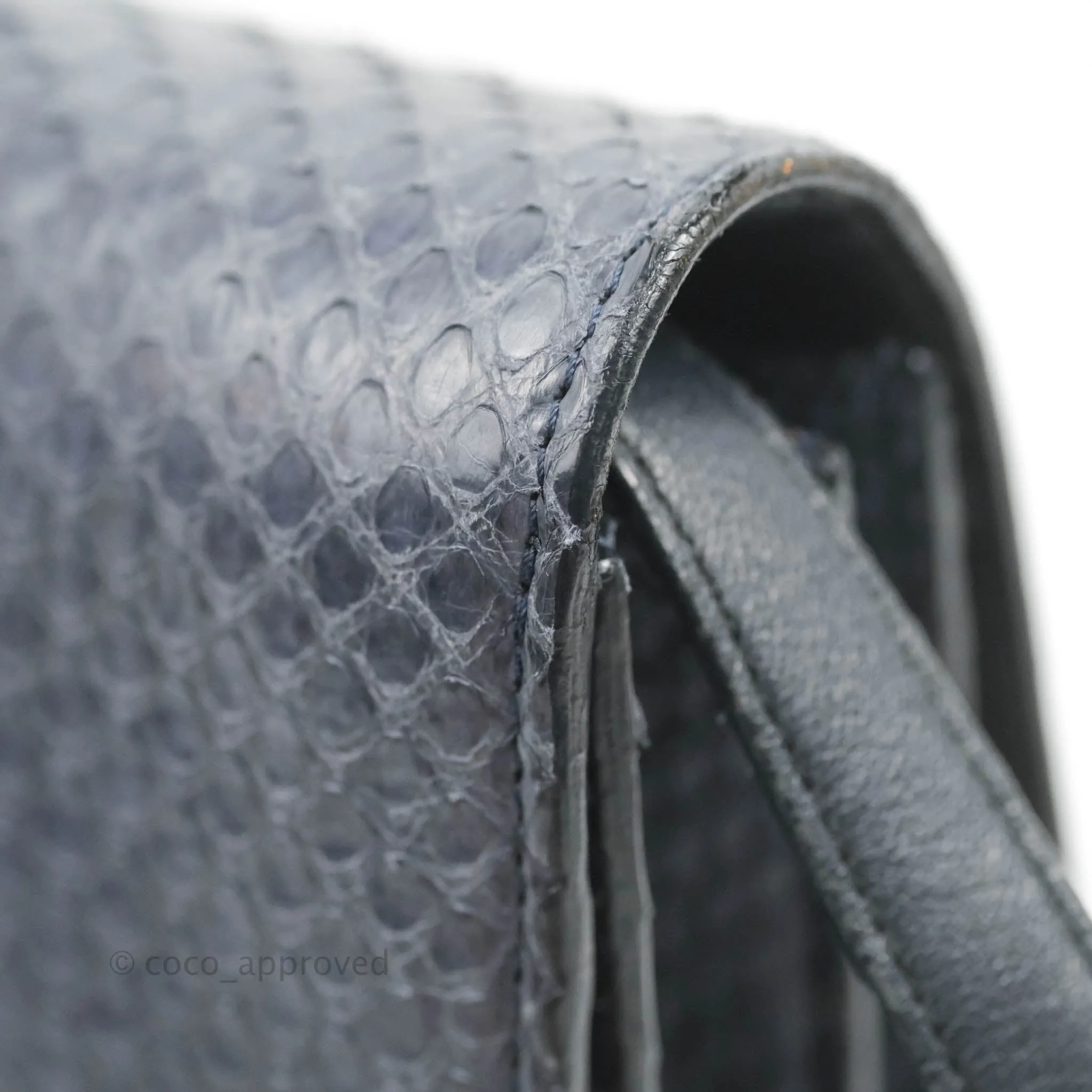 Celine Medium Classic Box Flap Grey Blue Python Gold Hardware
