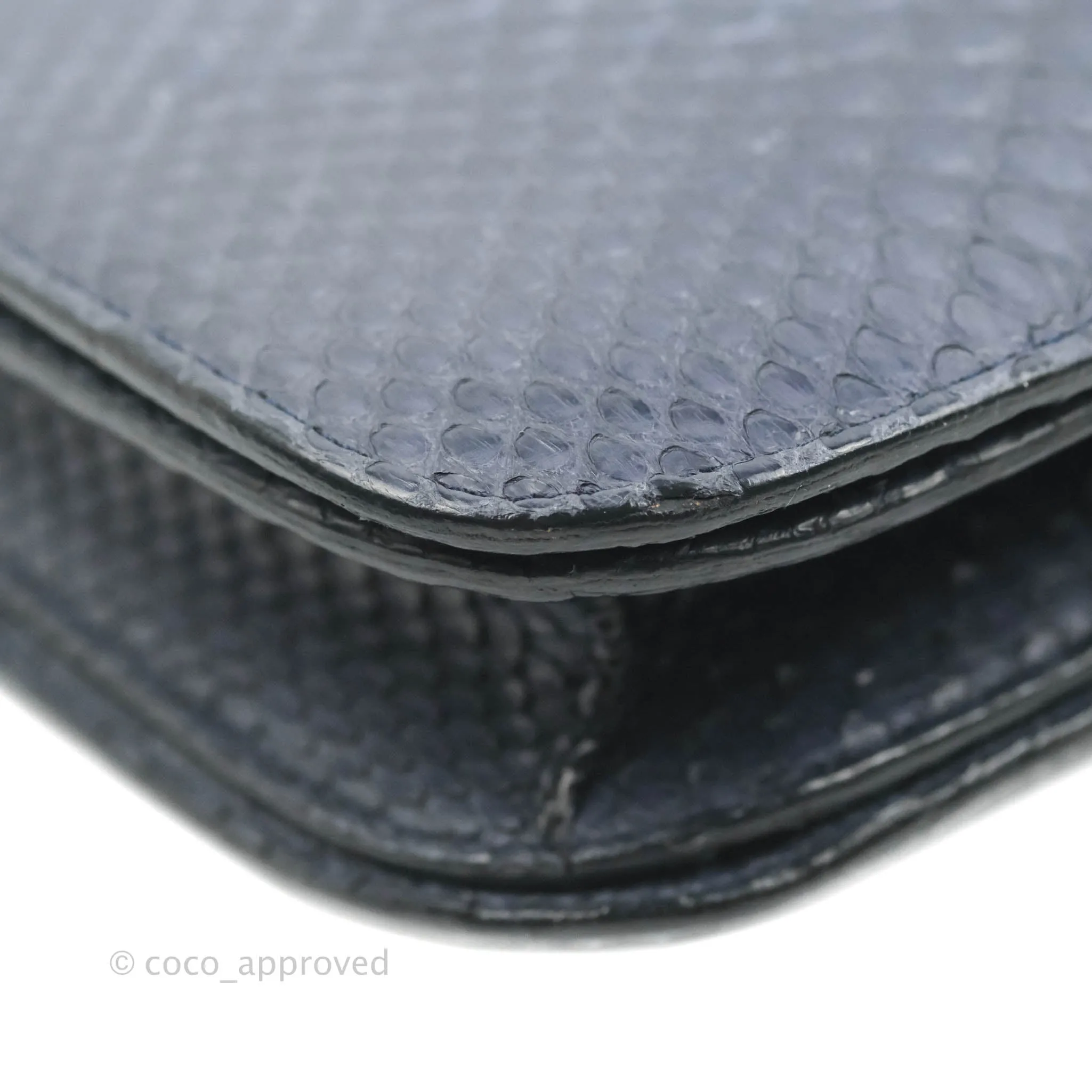 Celine Medium Classic Box Flap Grey Blue Python Gold Hardware