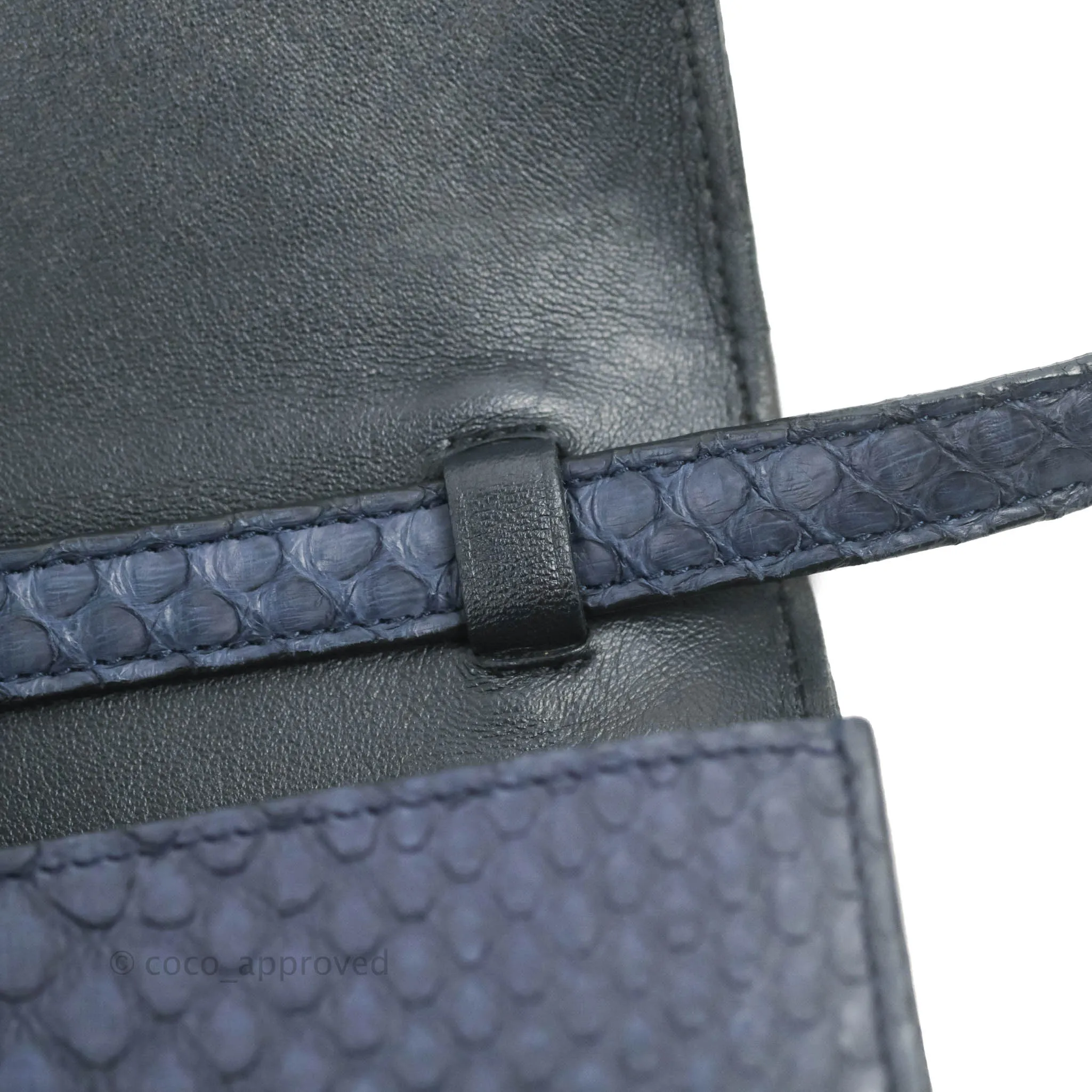 Celine Medium Classic Box Flap Grey Blue Python Gold Hardware