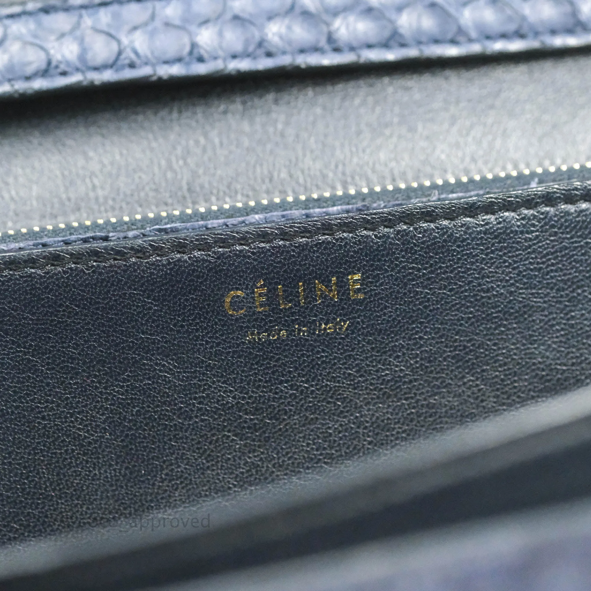 Celine Medium Classic Box Flap Grey Blue Python Gold Hardware