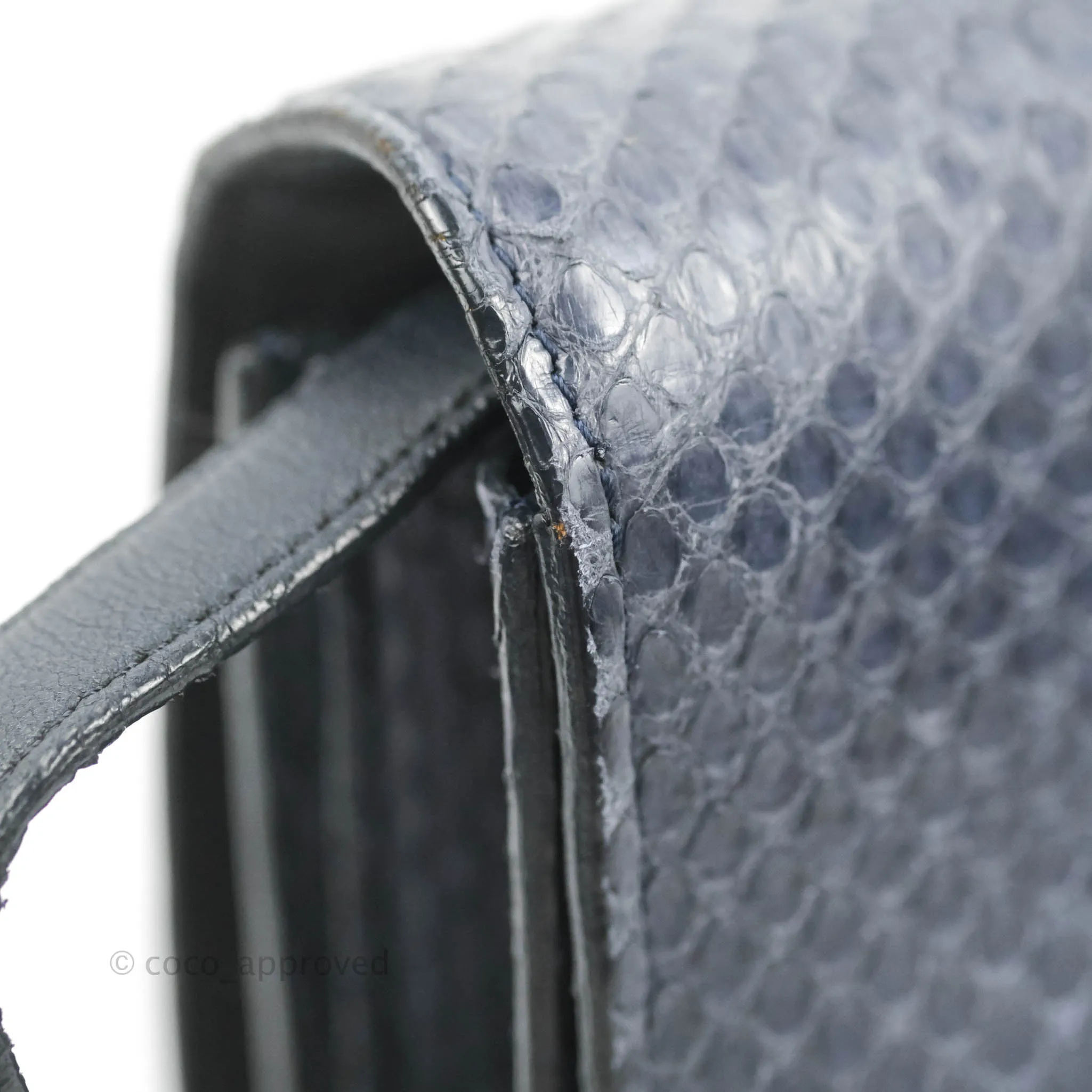 Celine Medium Classic Box Flap Grey Blue Python Gold Hardware