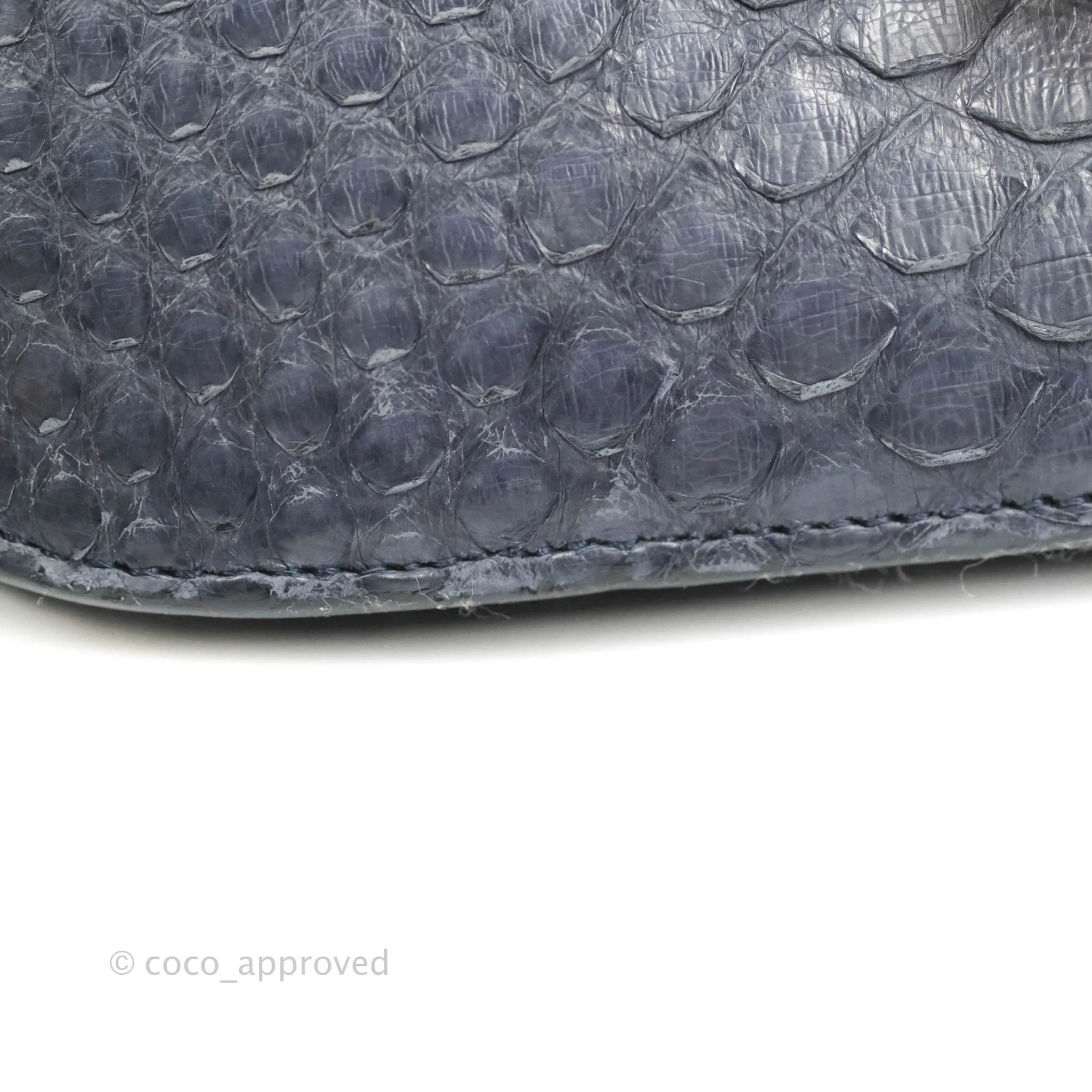 Celine Medium Classic Box Flap Grey Blue Python Gold Hardware