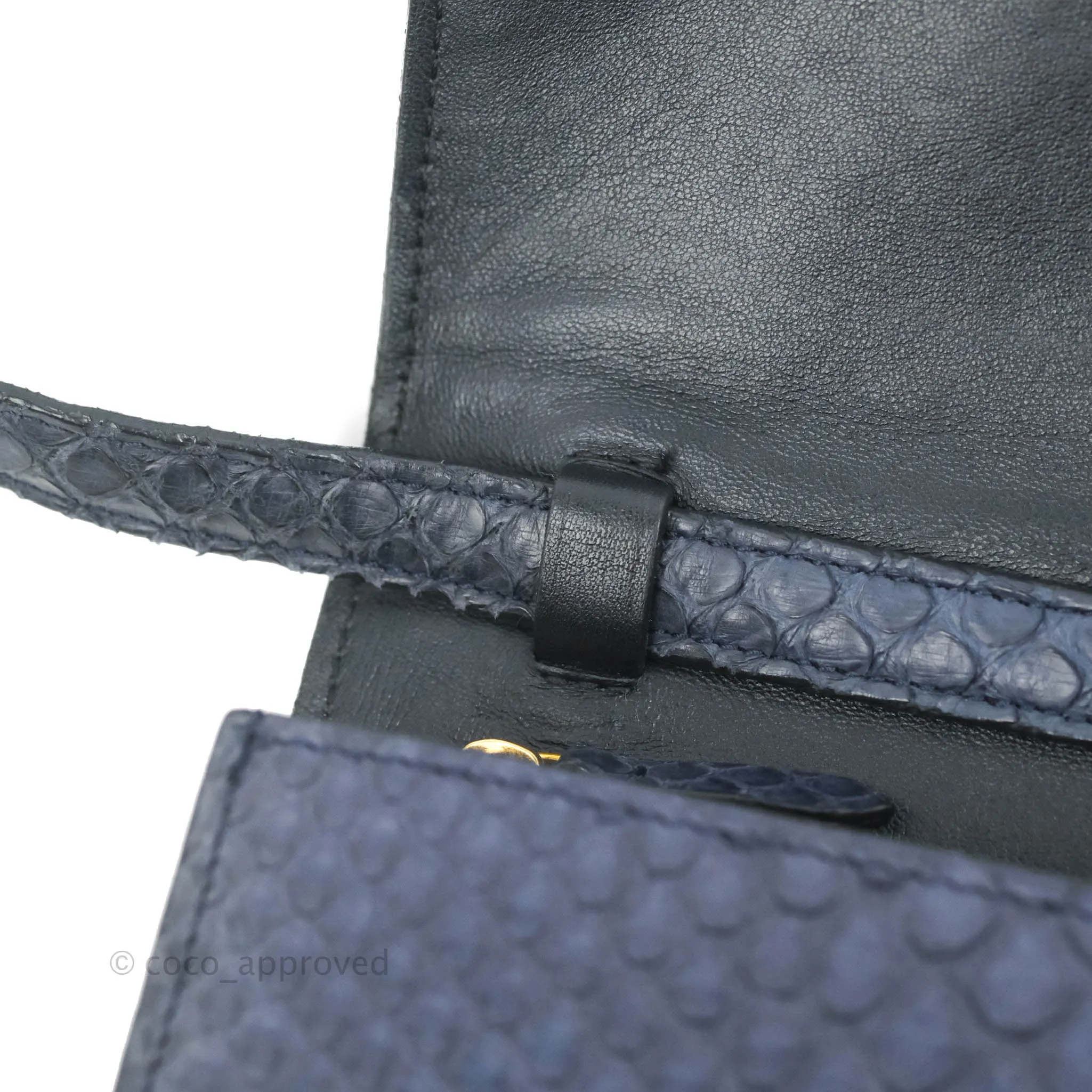 Celine Medium Classic Box Flap Grey Blue Python Gold Hardware