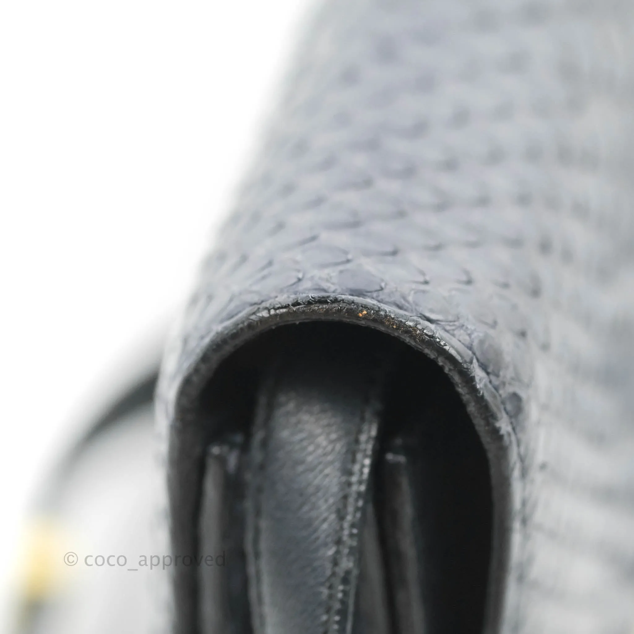 Celine Medium Classic Box Flap Grey Blue Python Gold Hardware