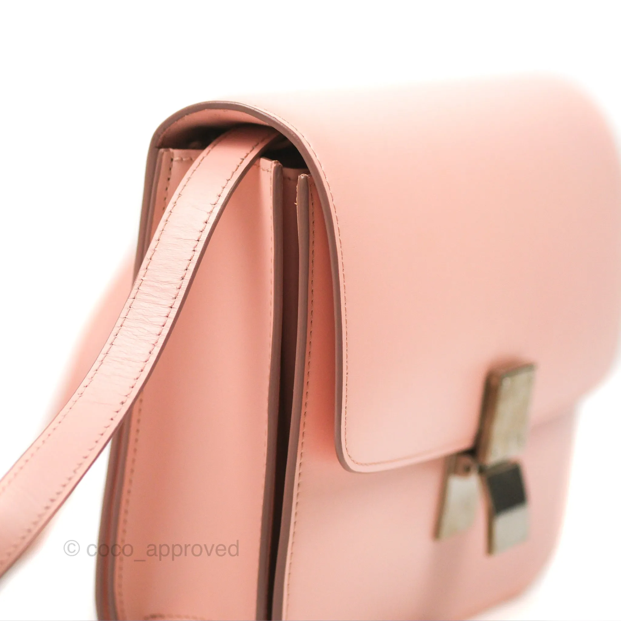 Celine Medium Classic Box Flap Light Pink Box Calfskin Silver Hardware