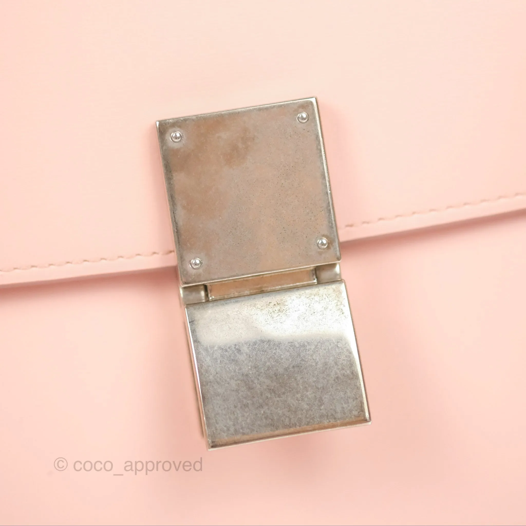 Celine Medium Classic Box Flap Light Pink Box Calfskin Silver Hardware