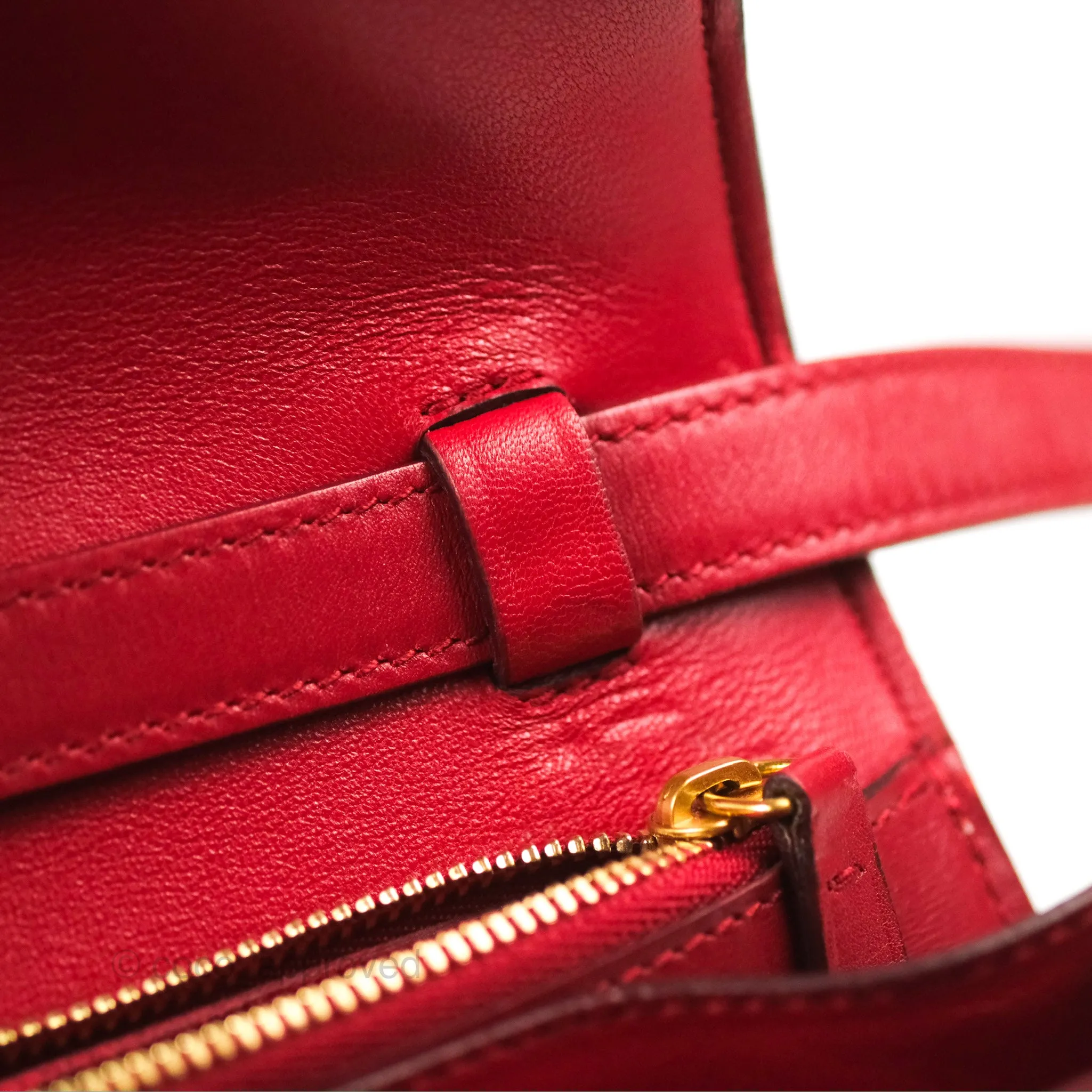 Celine Medium Classic Box Flap Red Calfskin