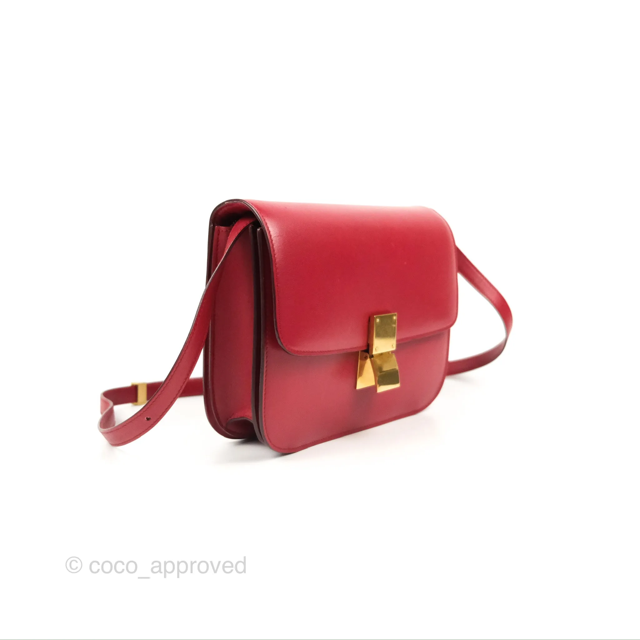 Celine Medium Classic Box Flap Red Calfskin