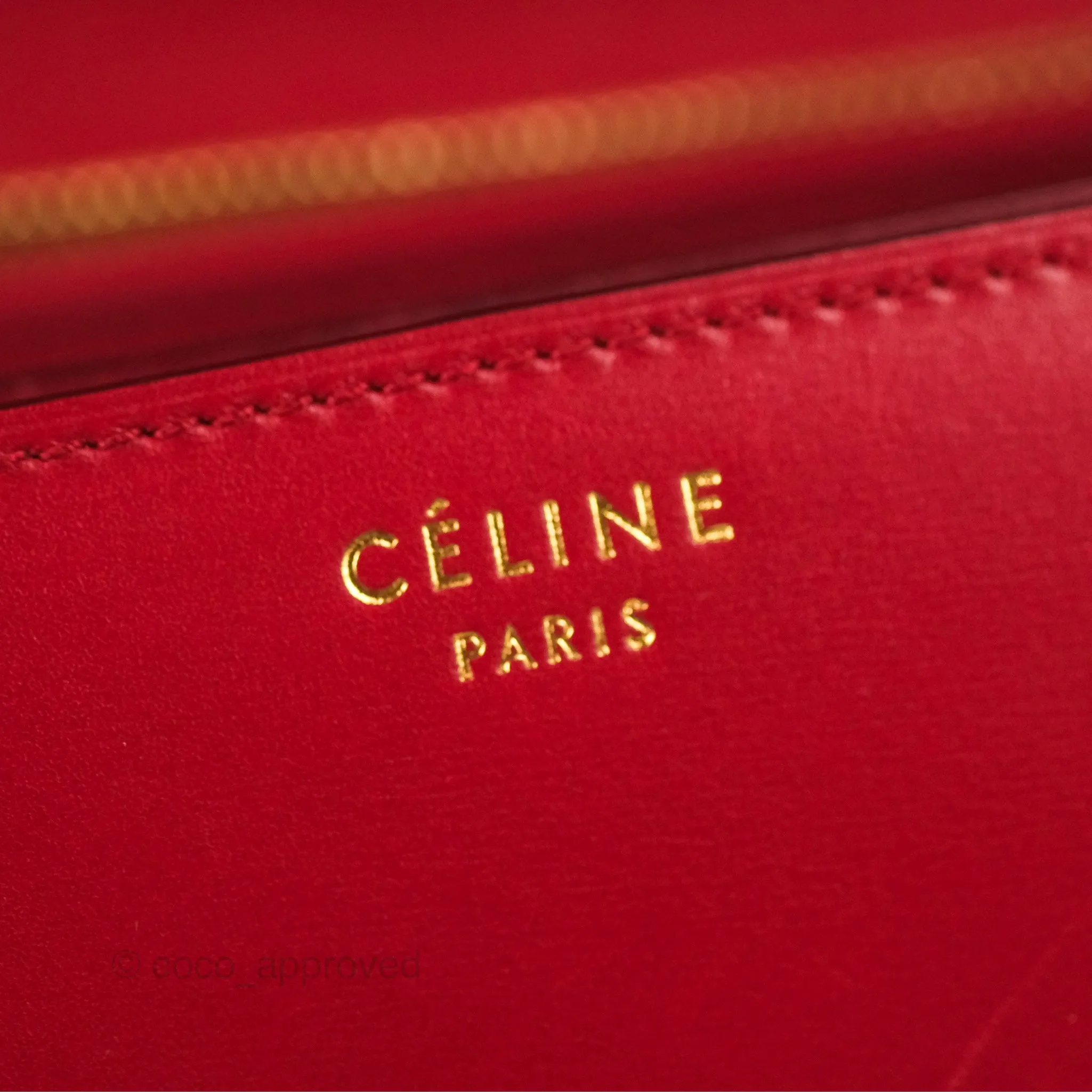 Celine Medium Classic Box Flap Red Calfskin