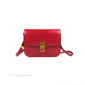 Celine Medium Classic Box Flap Red Calfskin